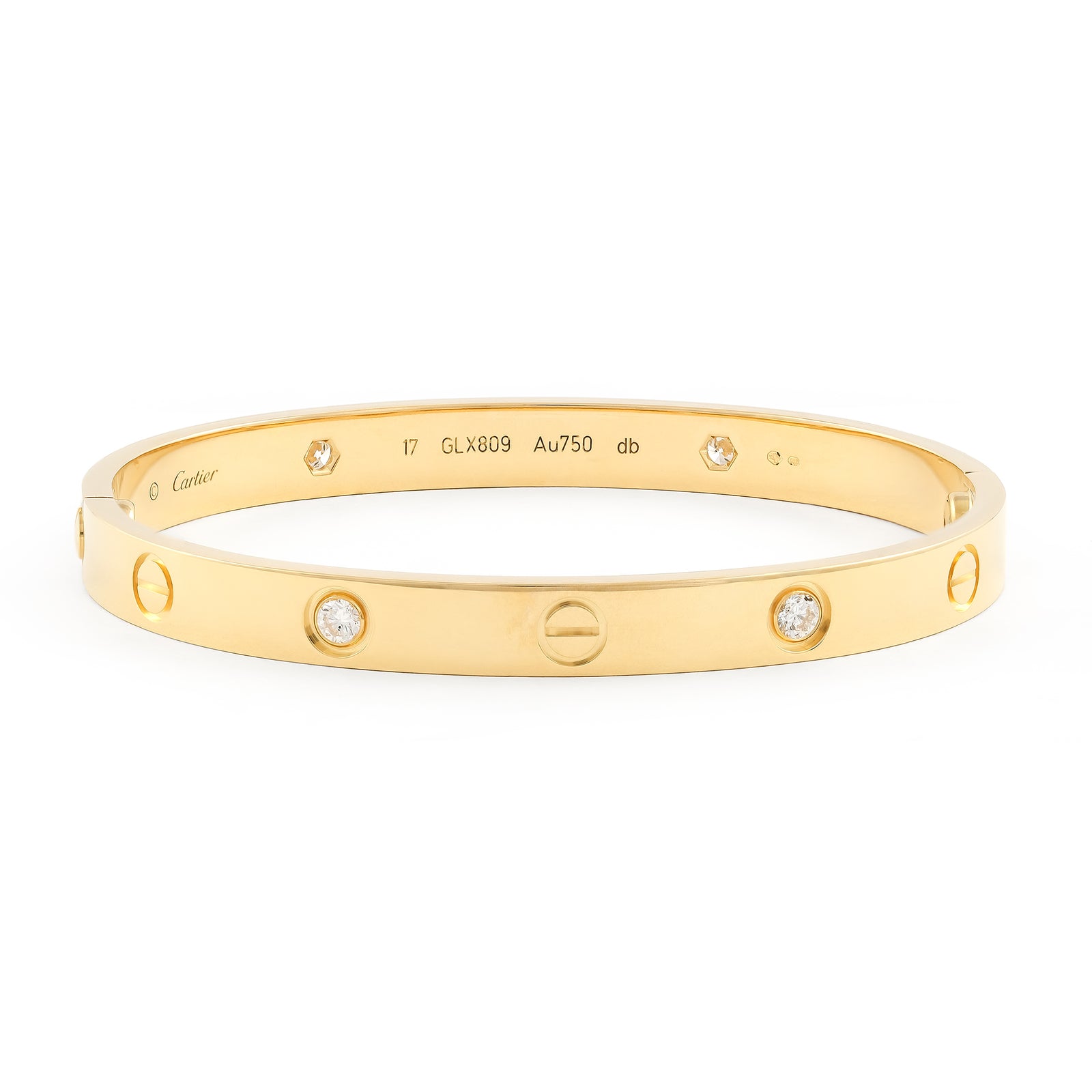 Cartier 18ct Yellow Gold 4 Diamond Love Bangle