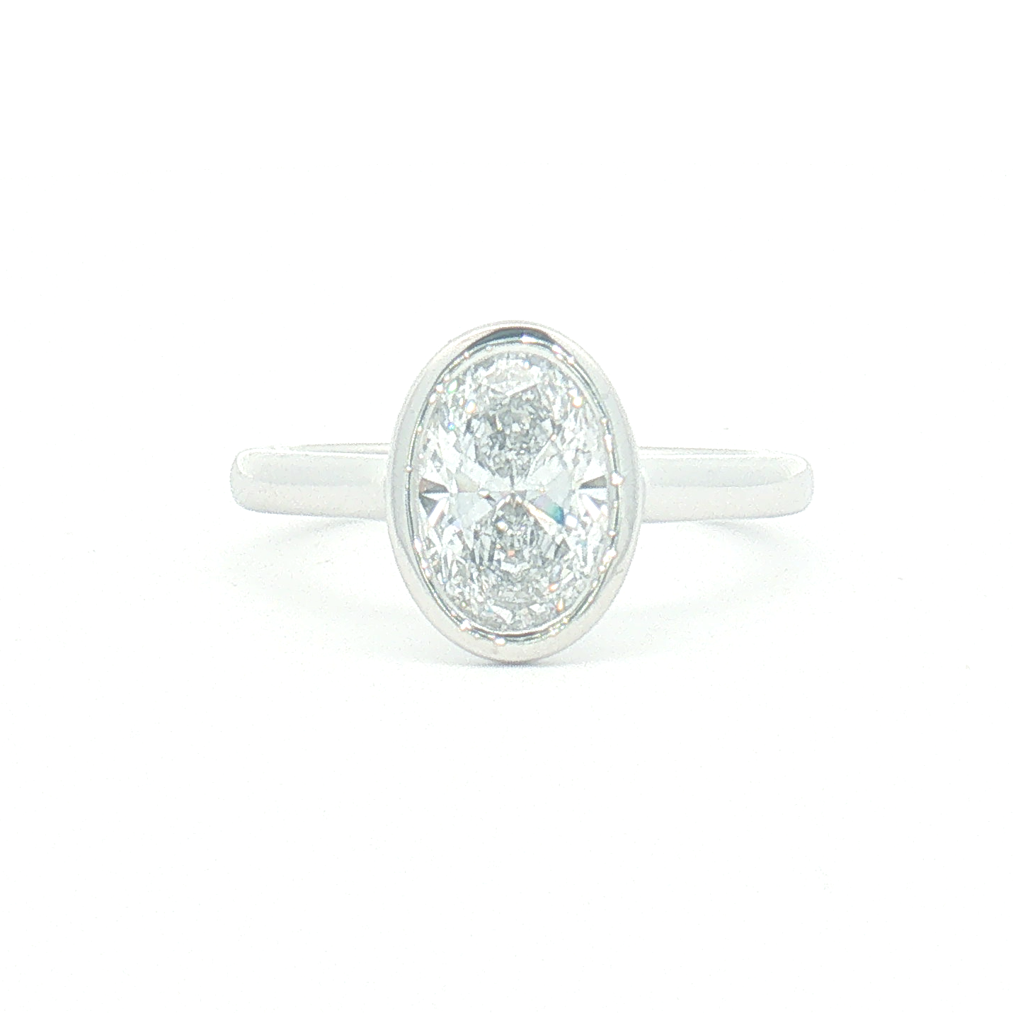Lab Diamond 1.52ct Oval-cut Bezel set Engagement Ring