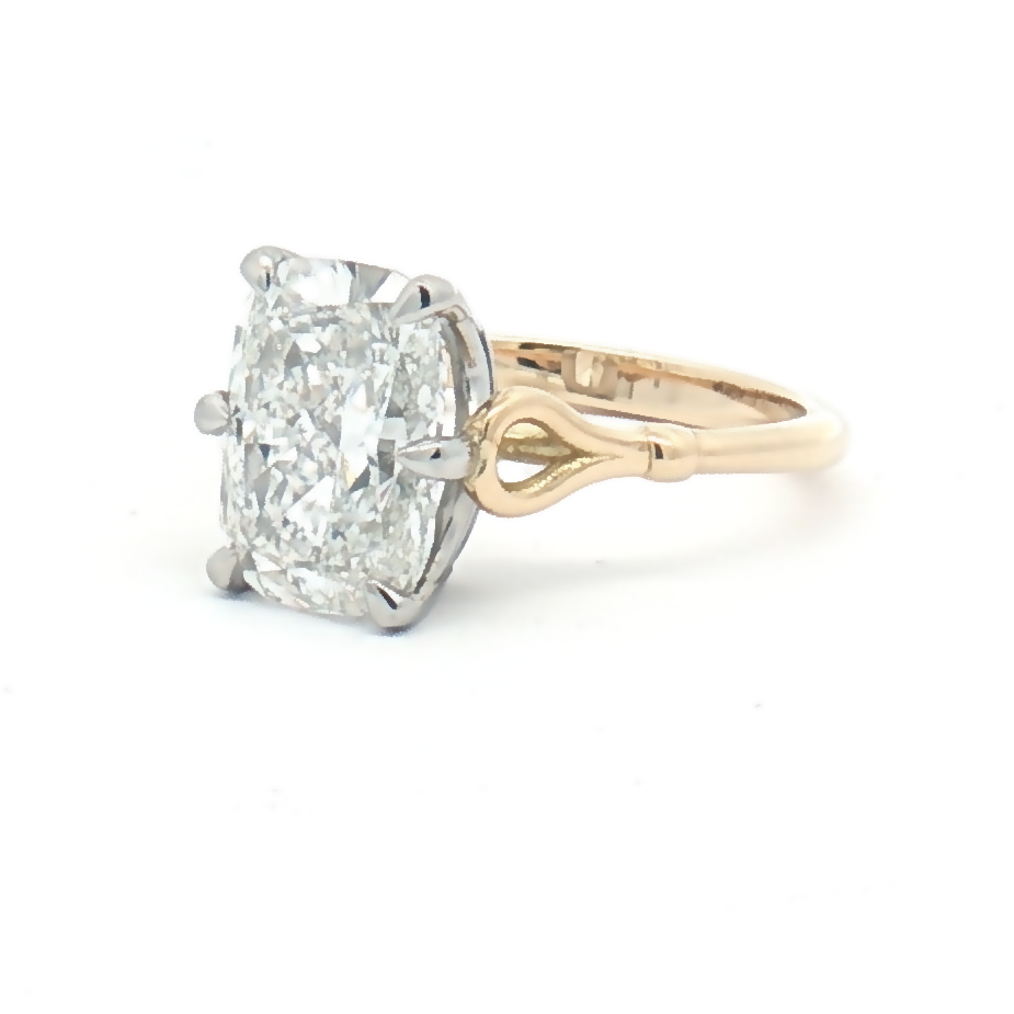 Lab Diamond 3.44ct Elongated Cushion-cut Engagement Ring
