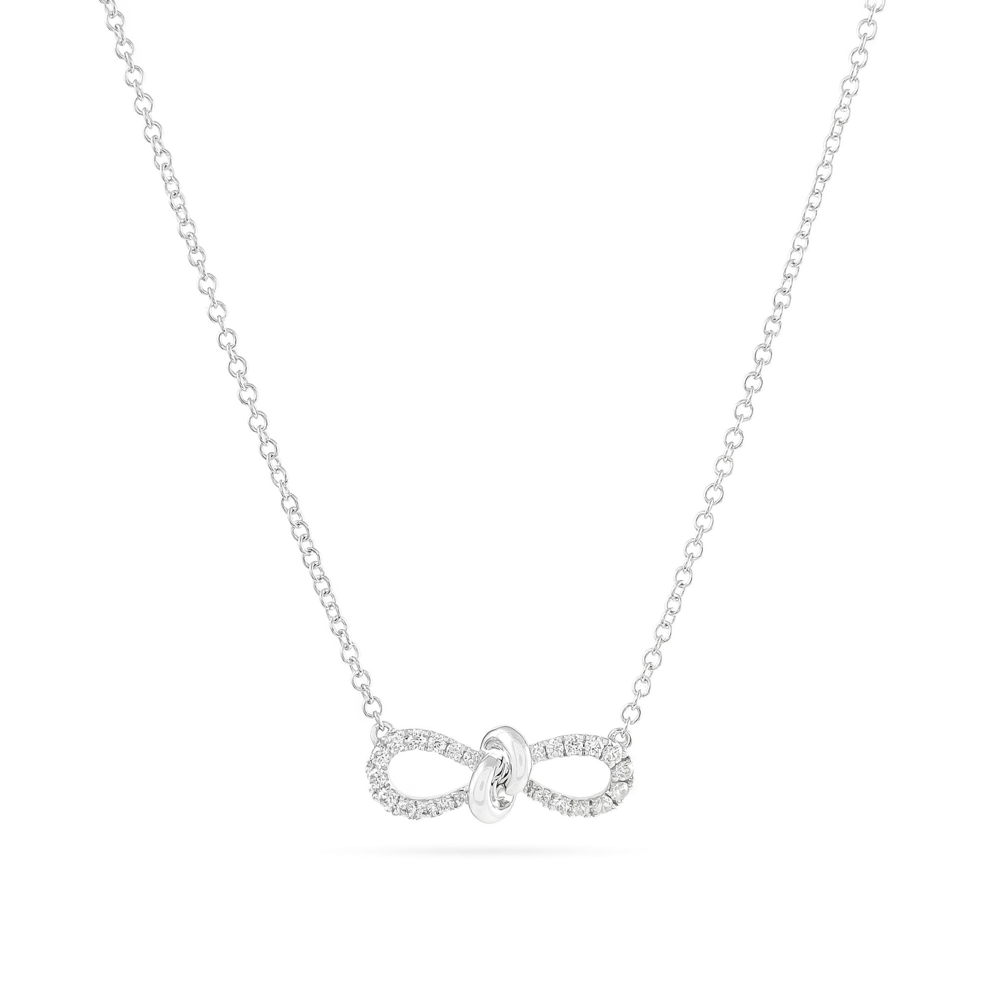 18ct White Gold Diamond Bow Necklace