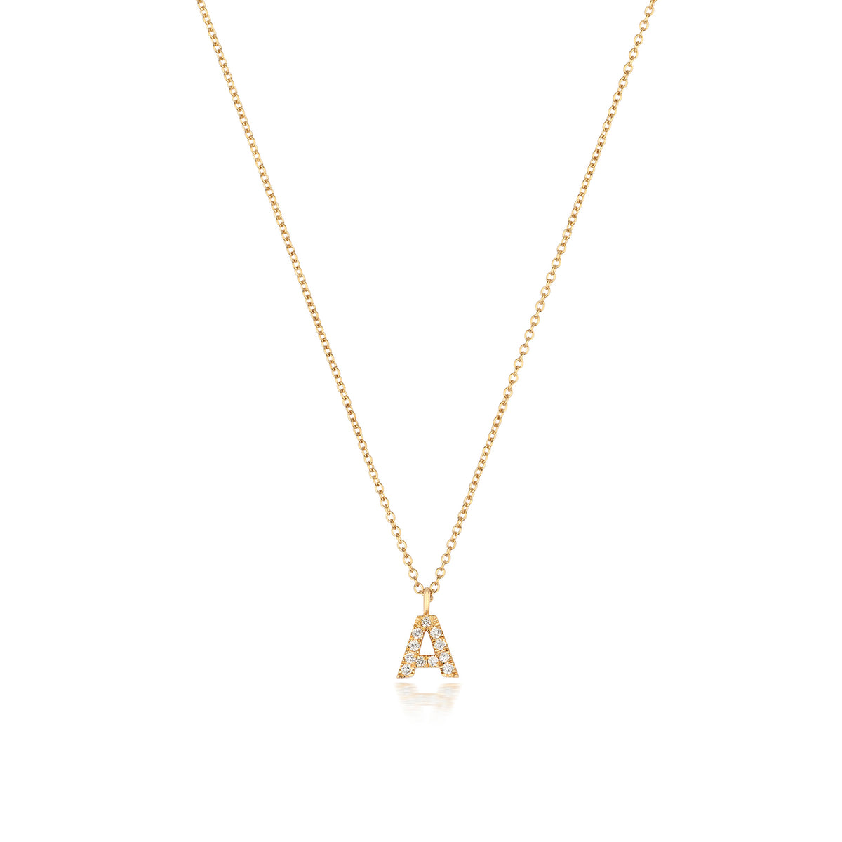 18ct Yellow Gold Diamond Letter A Initial Pendant