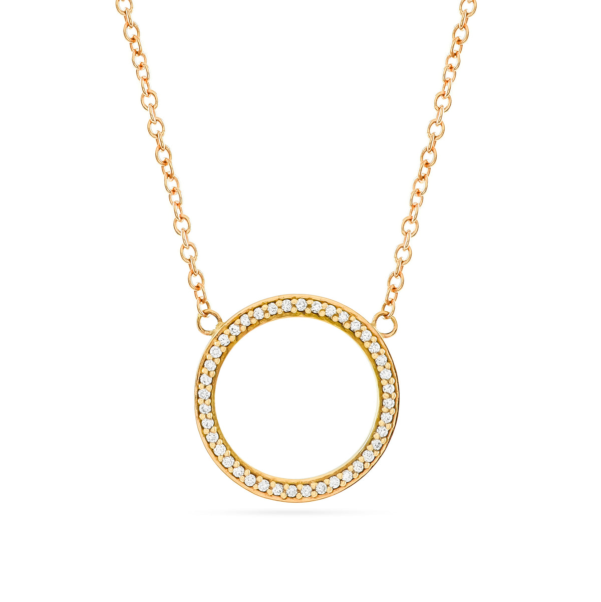 9ct Rose Gold Diamond Circle Pendant