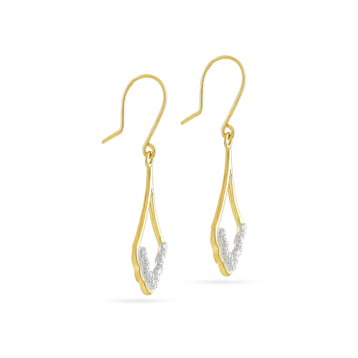 9ct Yellow Gold Diamond Cathedral Drop Earrings