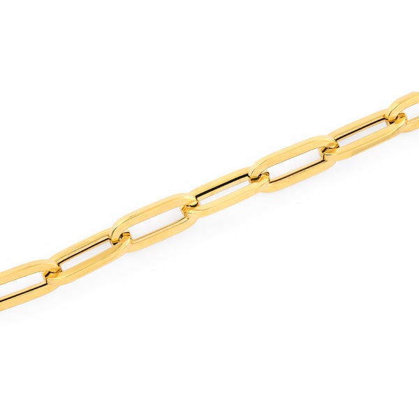 Goldsmiths 9ct Yellow Gold Rectangular Full Link Chain Bracelet GSQTL9007GS