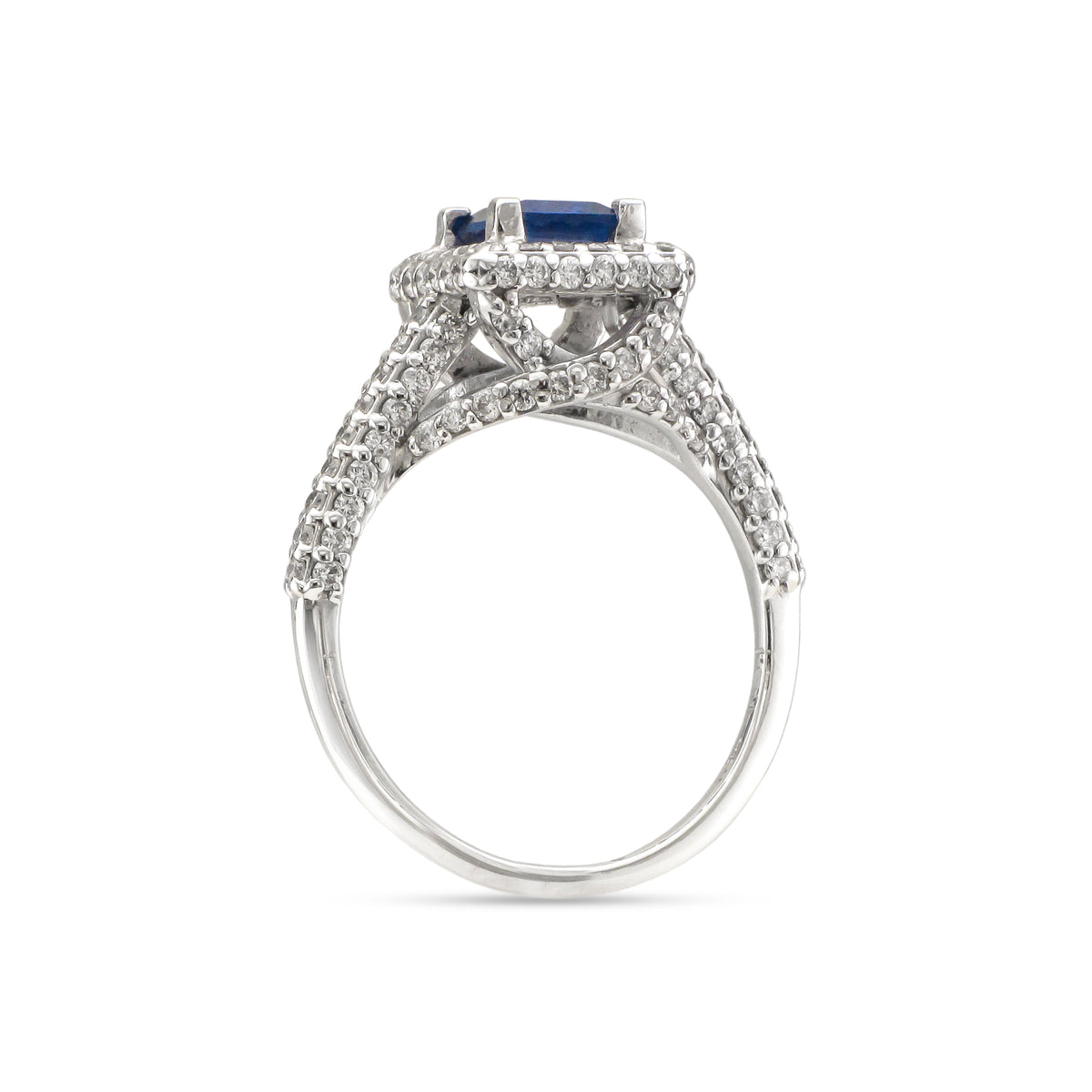Vintage 18ct White Gold Halo Sapphire and Diamond Ring