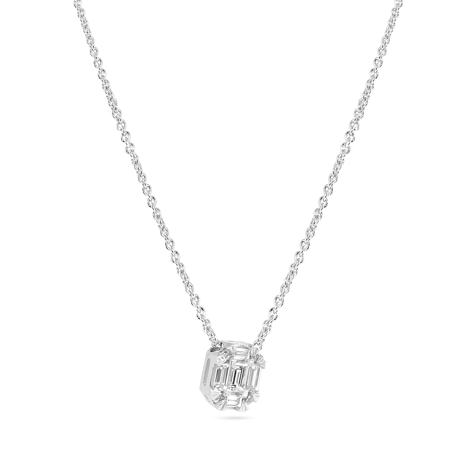 0.11ct Baguette and Brilliant-Cut Diamond Pendant