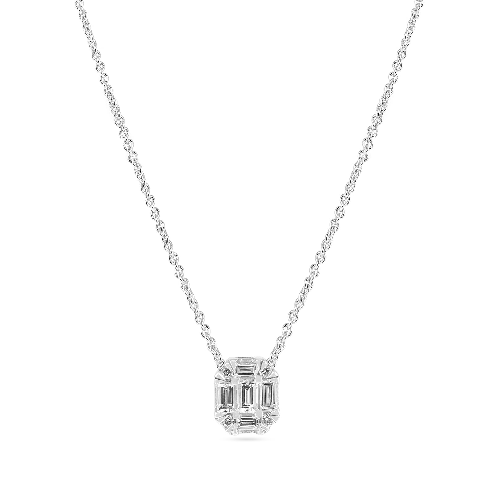 0.11ct Baguette and Brilliant-Cut Diamond Pendant