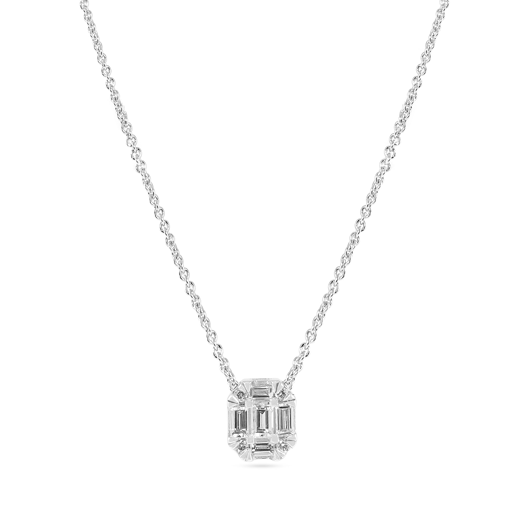 0.11ct Baguette and Brilliant-Cut Diamond Pendant