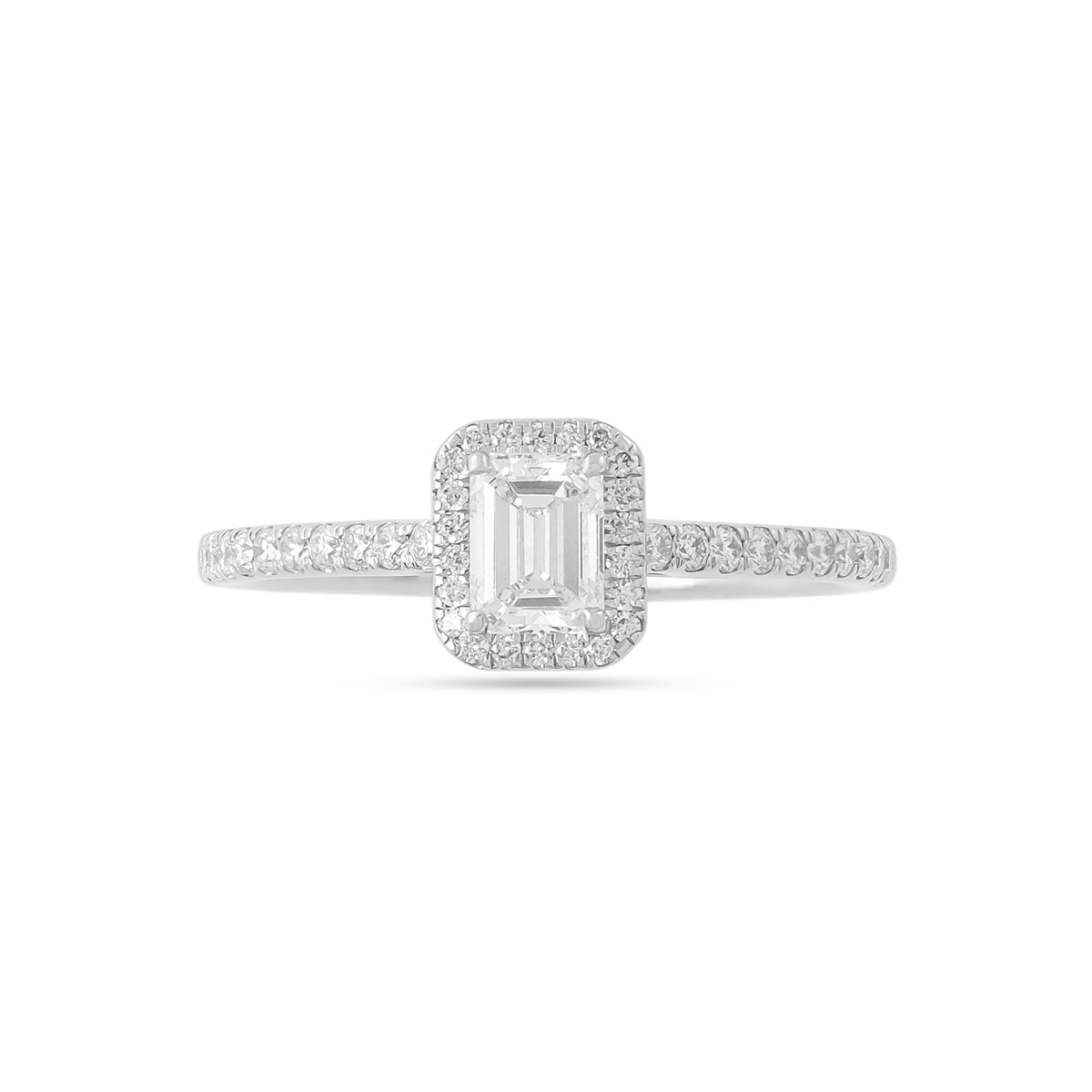 0.50ct Emerald-Cut Diamond Engagement Ring Halo