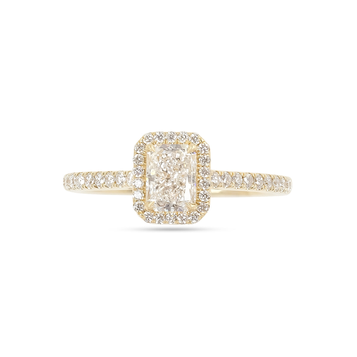 0.74ct Radiant-cut Diamond Halo Engagement Ring