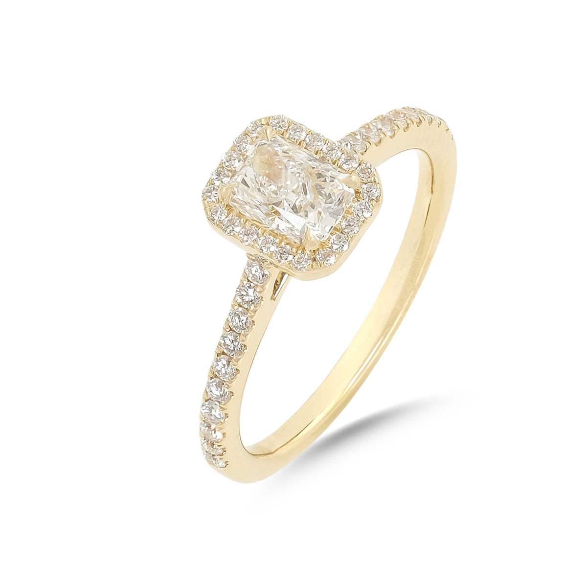 0.74ct Radiant-cut Diamond Halo Engagement Ring