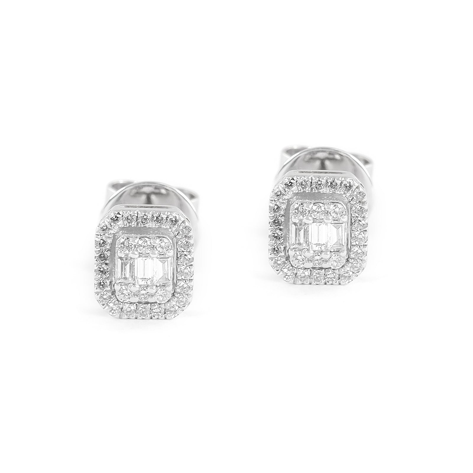 18ct White Gold Diamond Cluster Studs Earrings