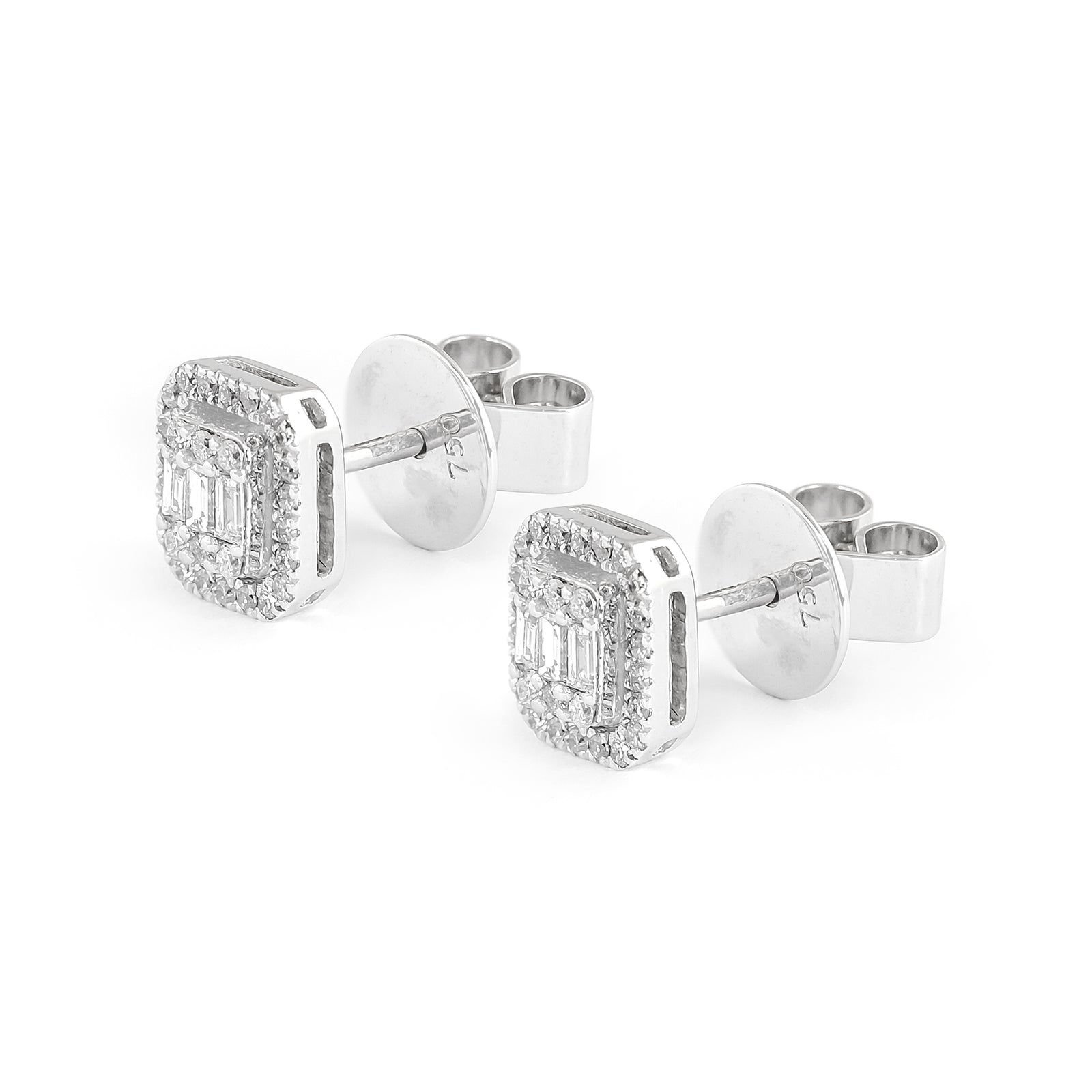 18ct White Gold Diamond Cluster Studs Earrings