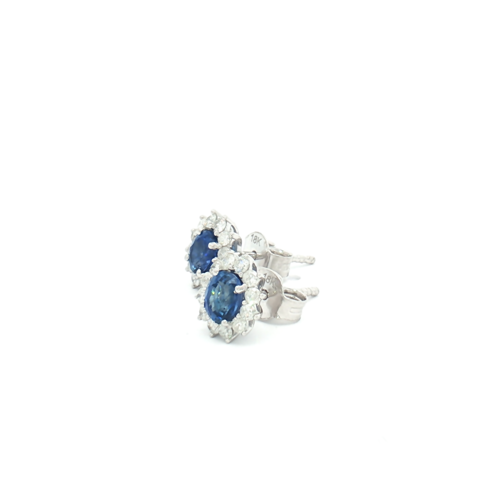 18ct White Gold Sapphire and Diamond Cluster Earrings