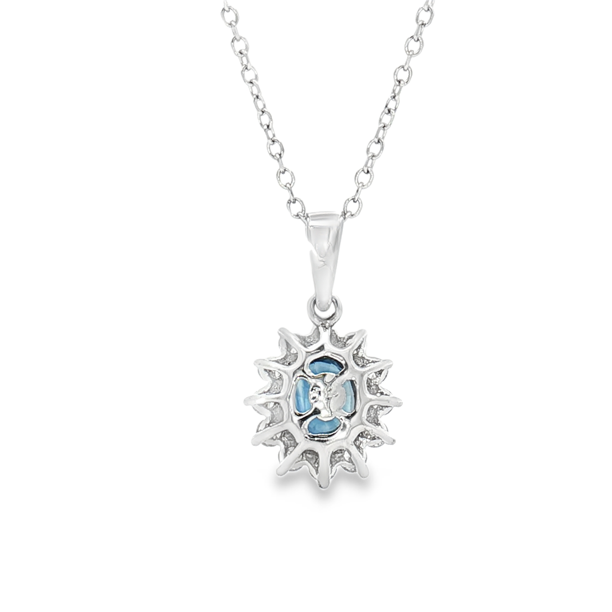 18ct White Gold Sapphire and Diamond Cluster Pendant