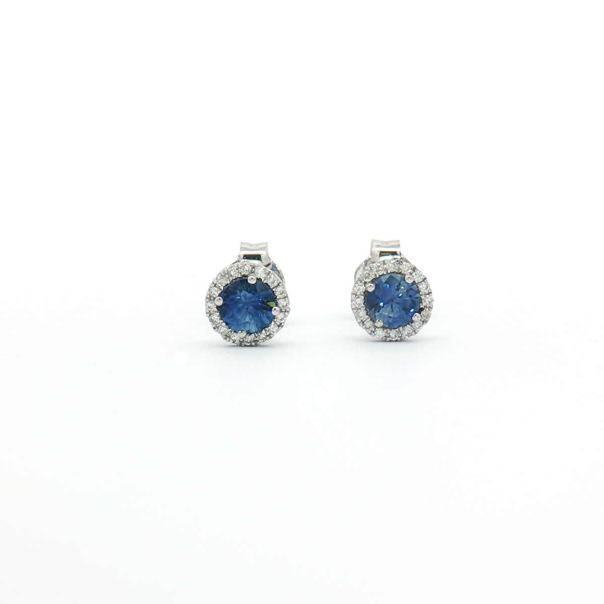 18ct White Gold Sapphire and Diamond Cluster Stud Earrings