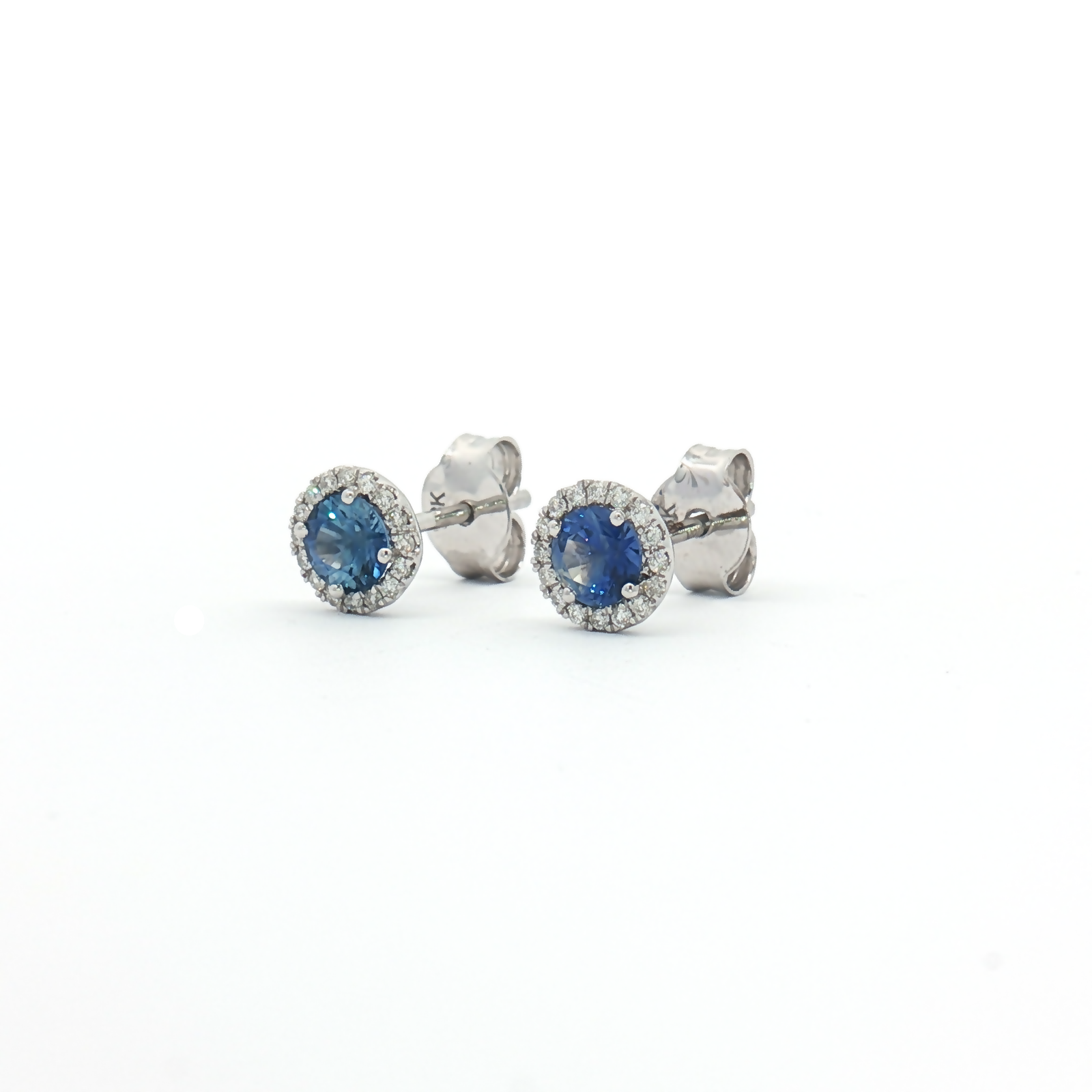18ct White Gold Sapphire and Diamond Cluster Stud Earrings