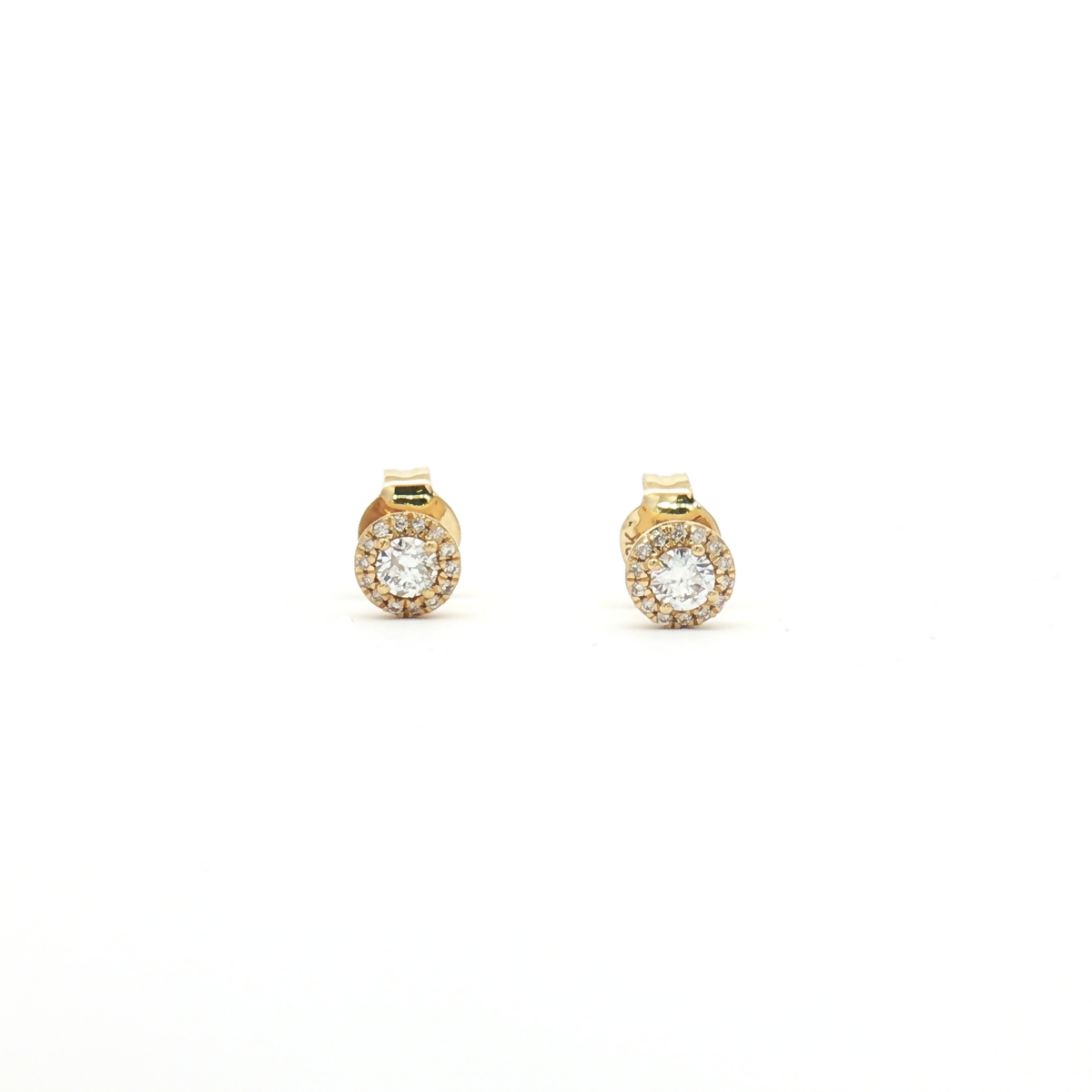 18ct Yellow Gold 0.27ct Diamond Halo Stud Earrings