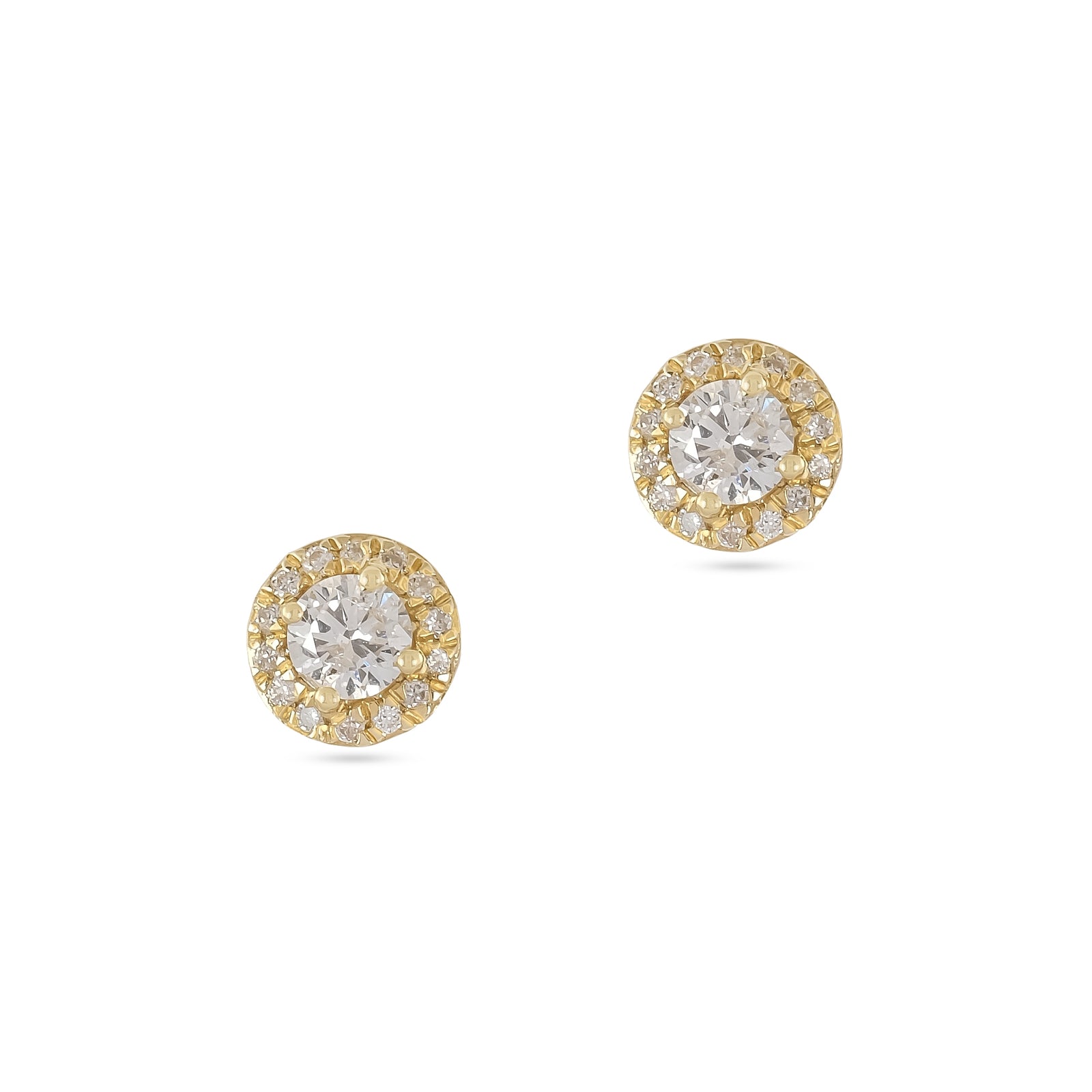 18ct Yellow Gold Diamond Halo Stud Earrings