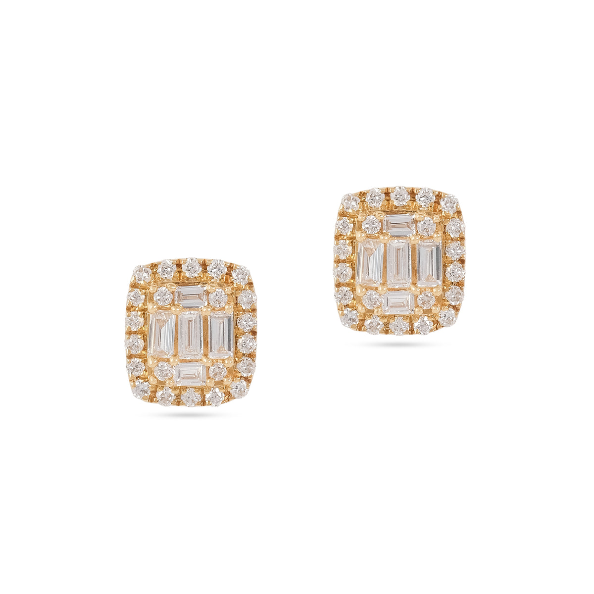 18ct Yellow Gold Square shaped Diamond Stud Earrings