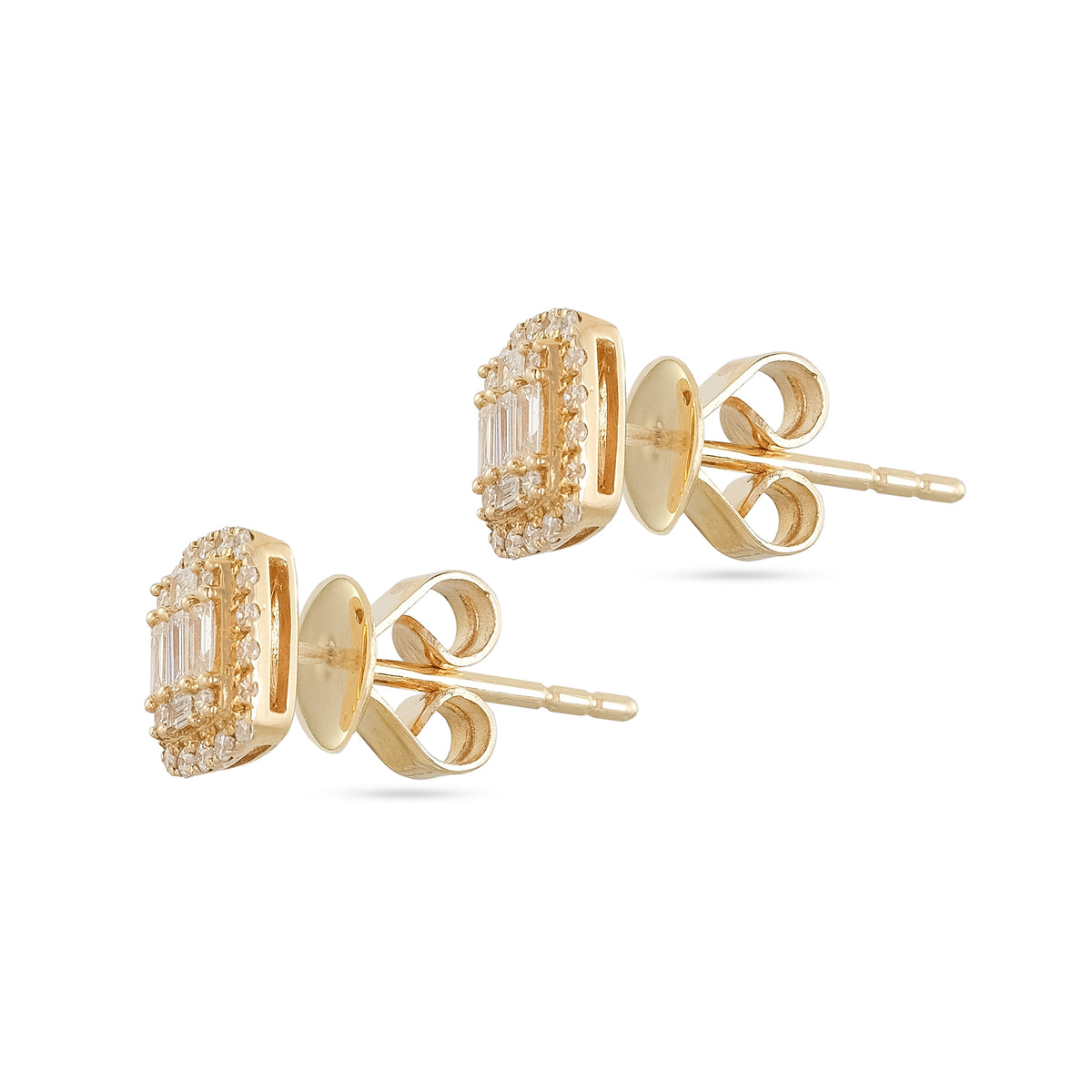 18ct Yellow Gold Square shaped Diamond Stud Earrings