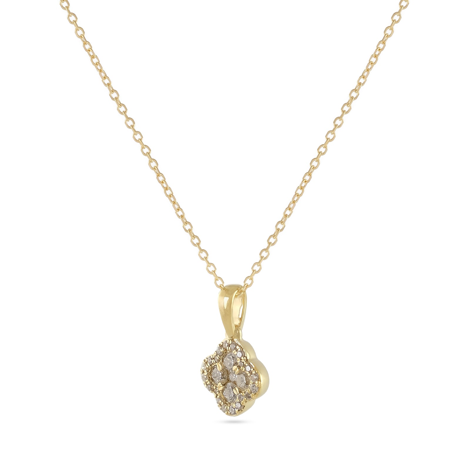 18ct Yellow Gold and Diamond Clover Pendant On Chain