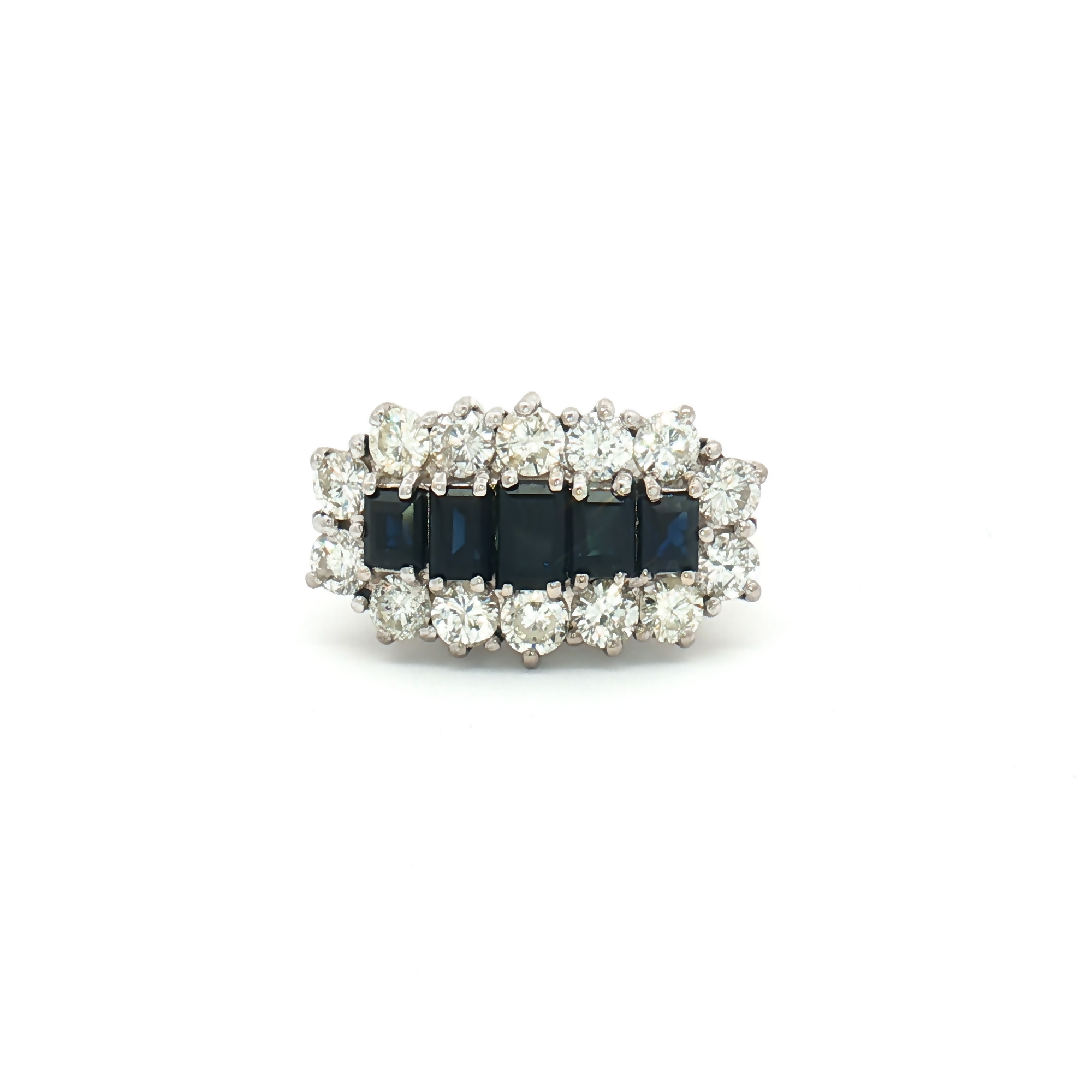 18ct Yellow and White Gold Sapphire and Diamond Cluster Ring