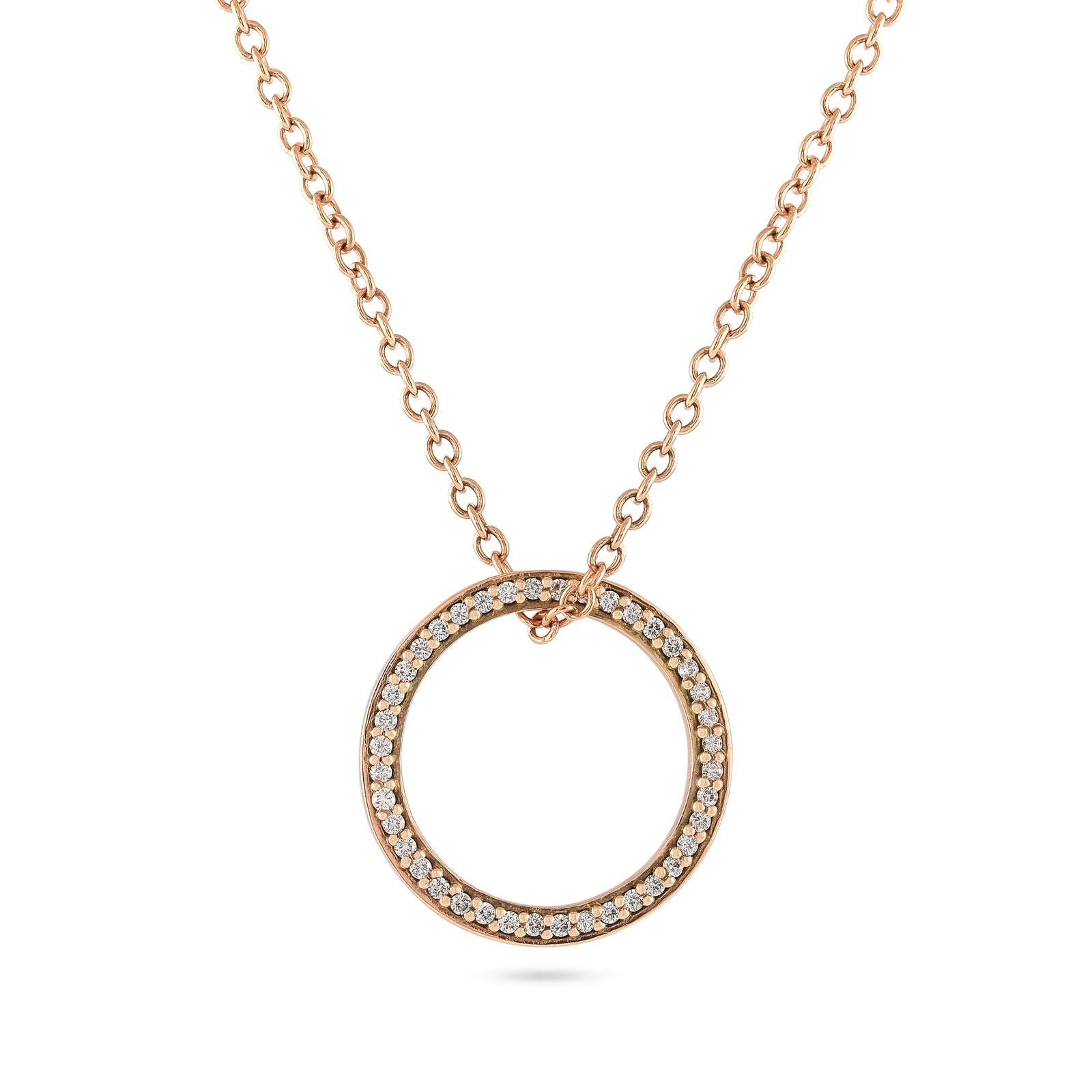 9ct Rose Gold Diamond Circle Necklace