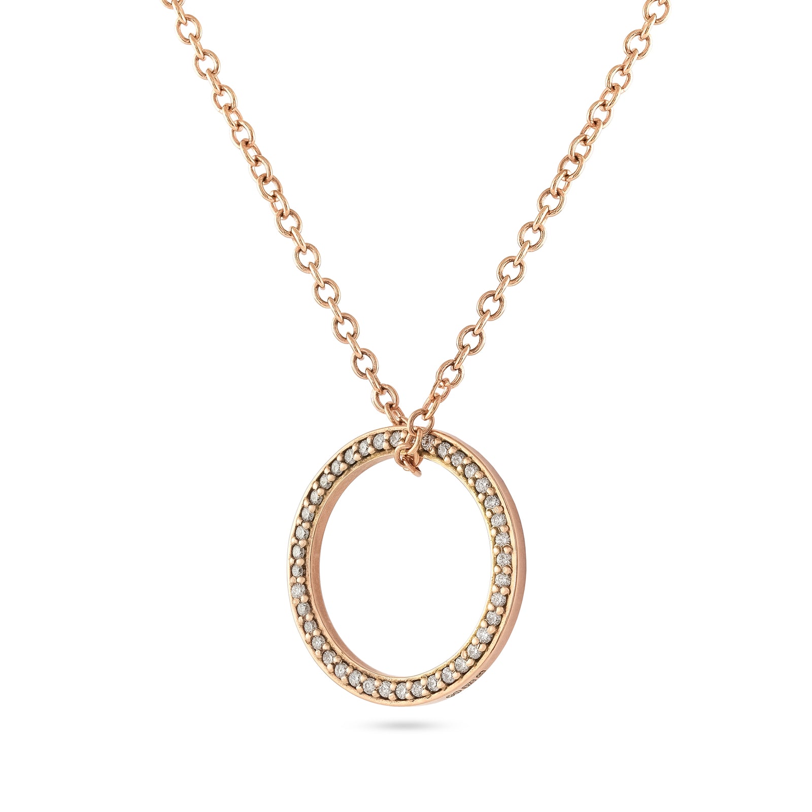 9ct Rose Gold Diamond Circle Necklace