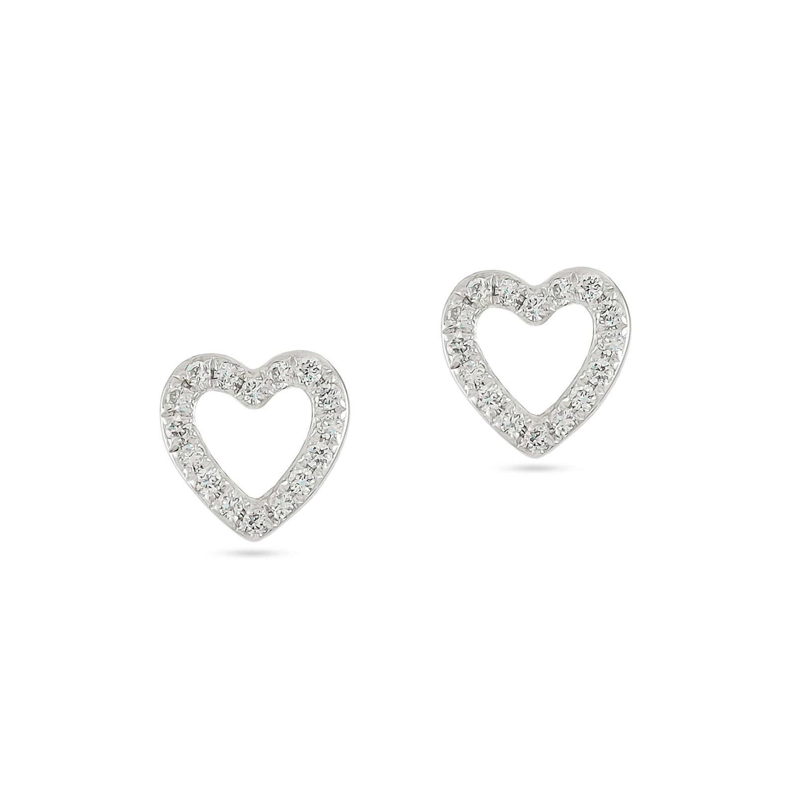 9ct White Gold 0.21ct Diamond Heart Stud Earrings