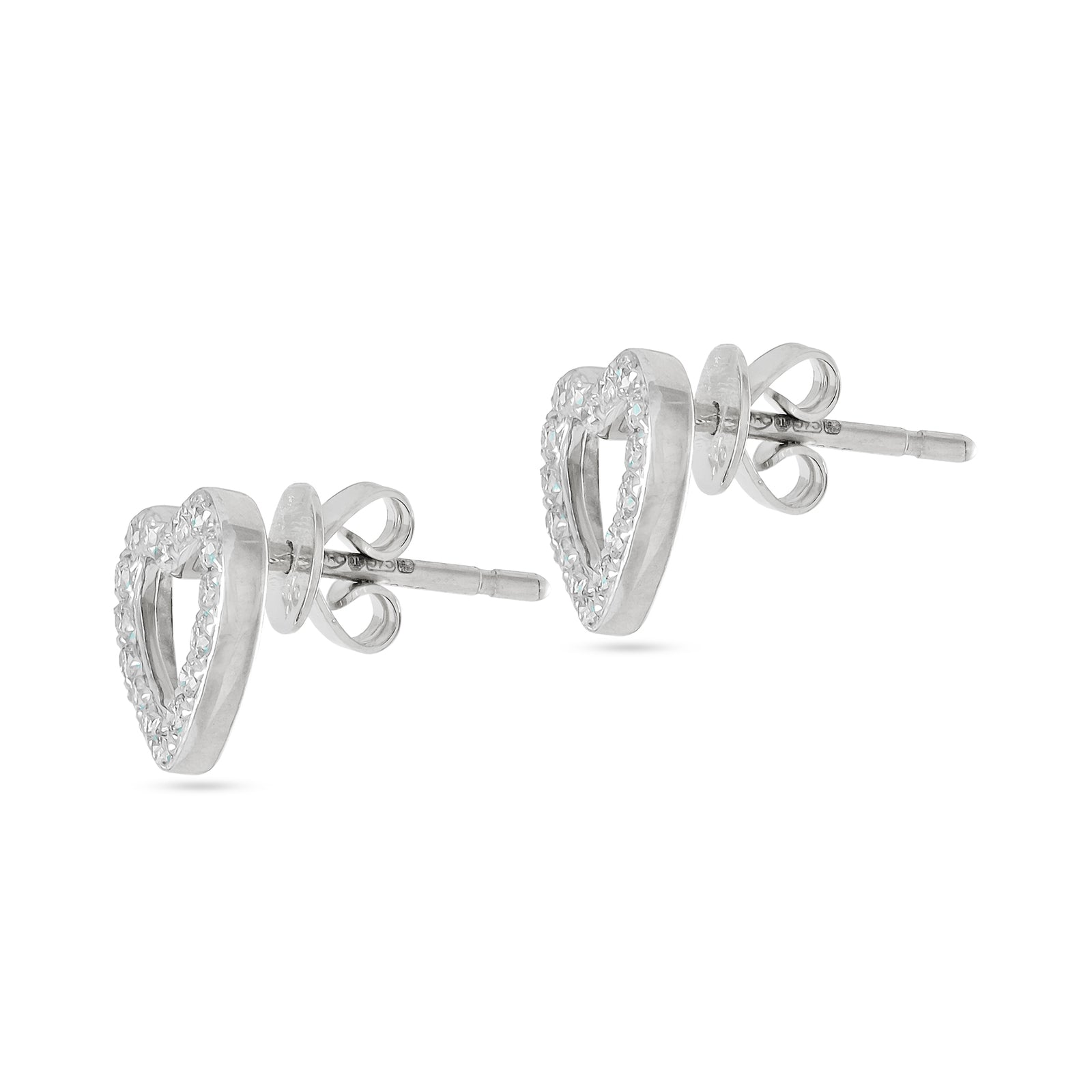 9ct White Gold 0.21ct Diamond Heart Stud Earrings