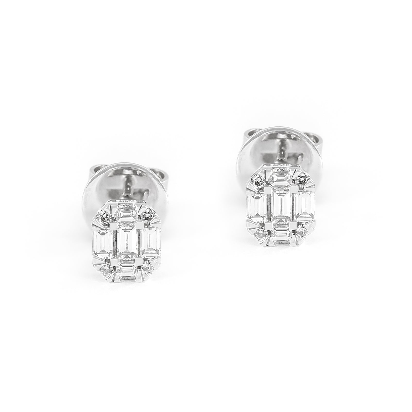 9ct White Gold Diamond Cluster Earrings