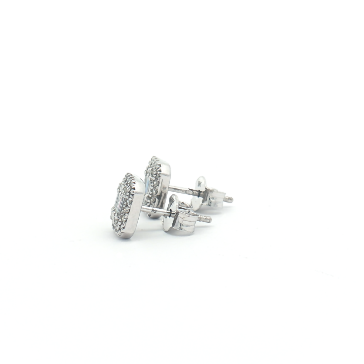 9ct White Gold Diamond Cluster Stud Earrings
