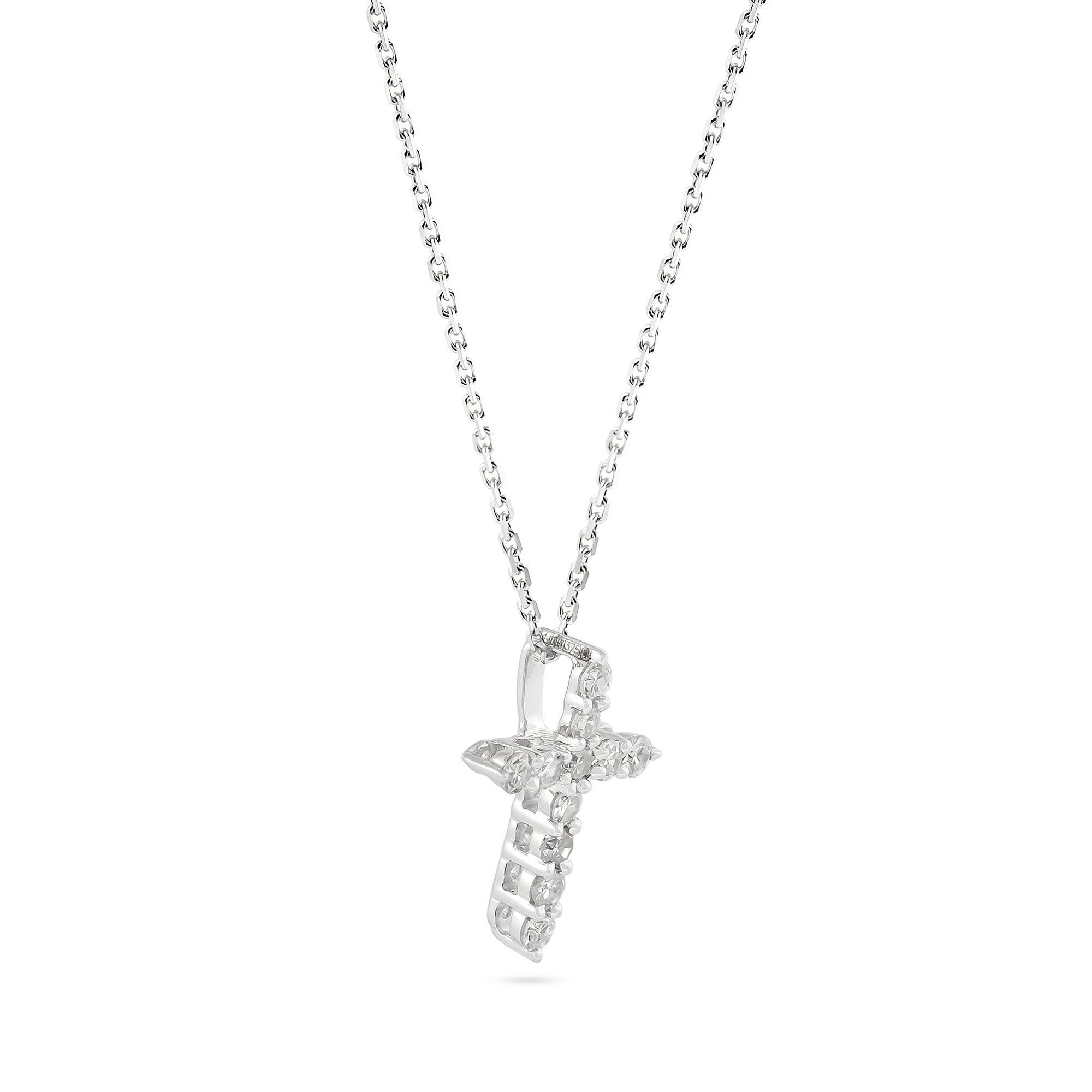 9ct White Gold Diamond Cross Pendant