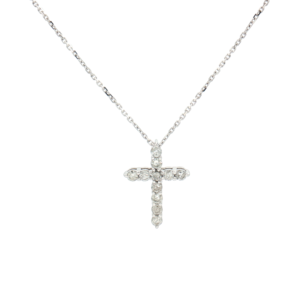 9ct White Gold Diamond Cross Pendant