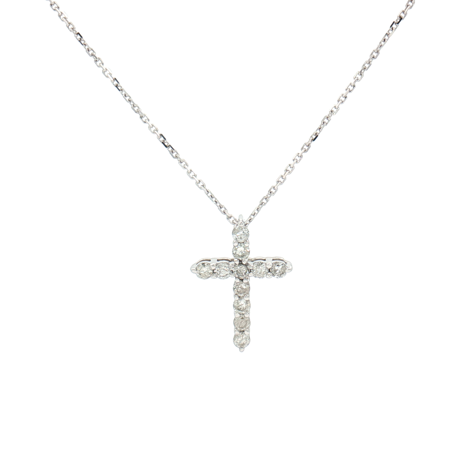 9ct White Gold Diamond Cross Pendant