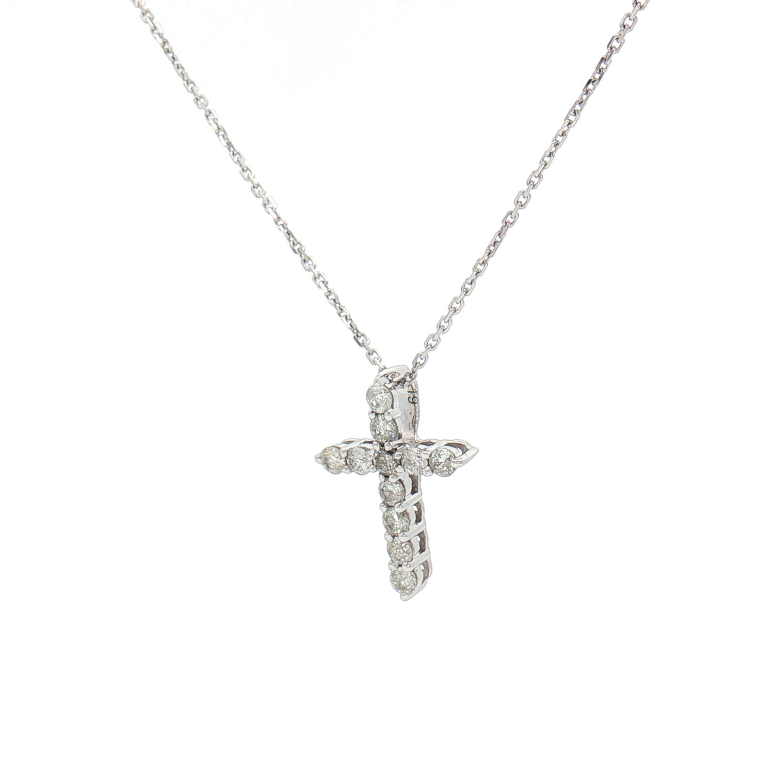 9ct White Gold Diamond Cross Pendant
