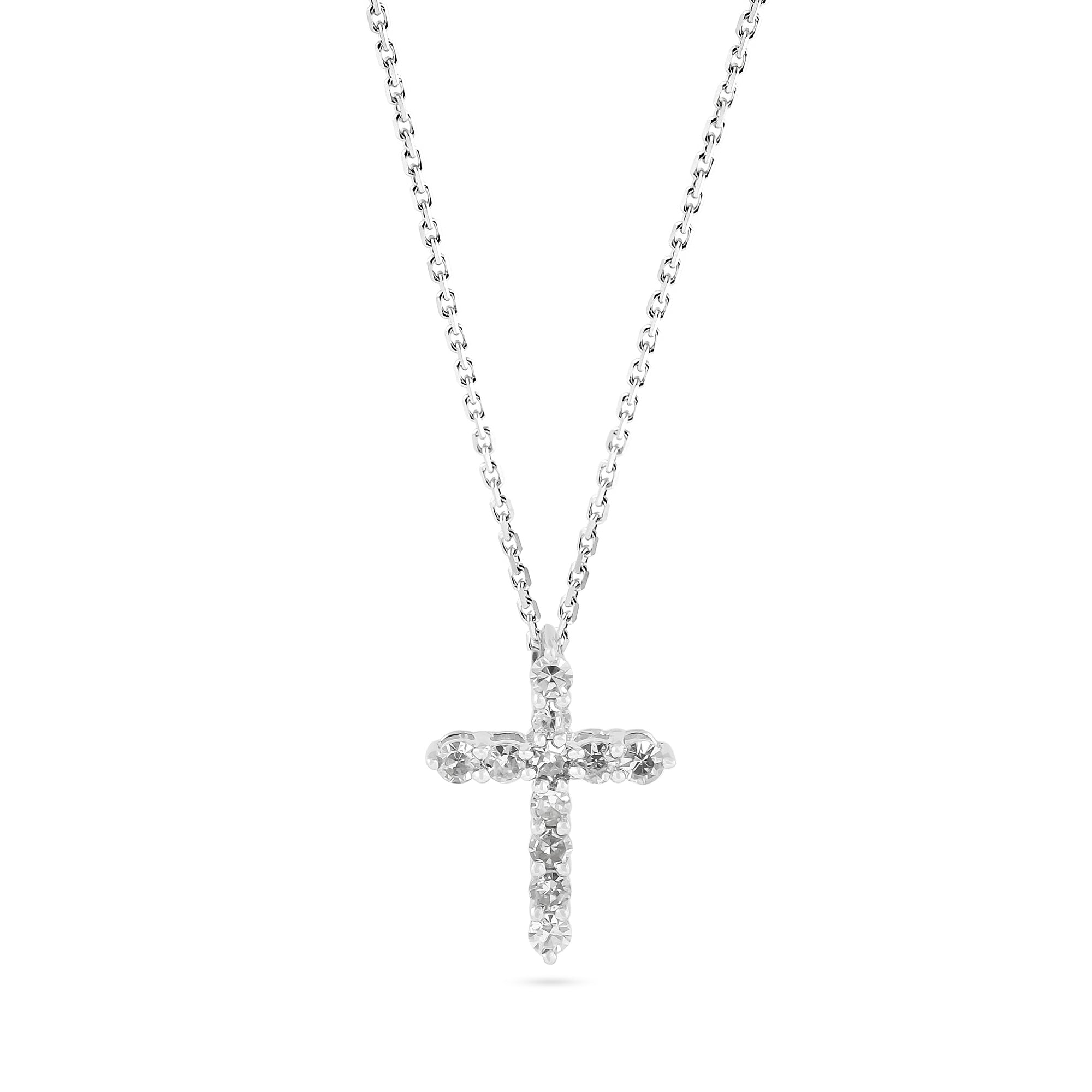 9ct White Gold Diamond Cross Pendant