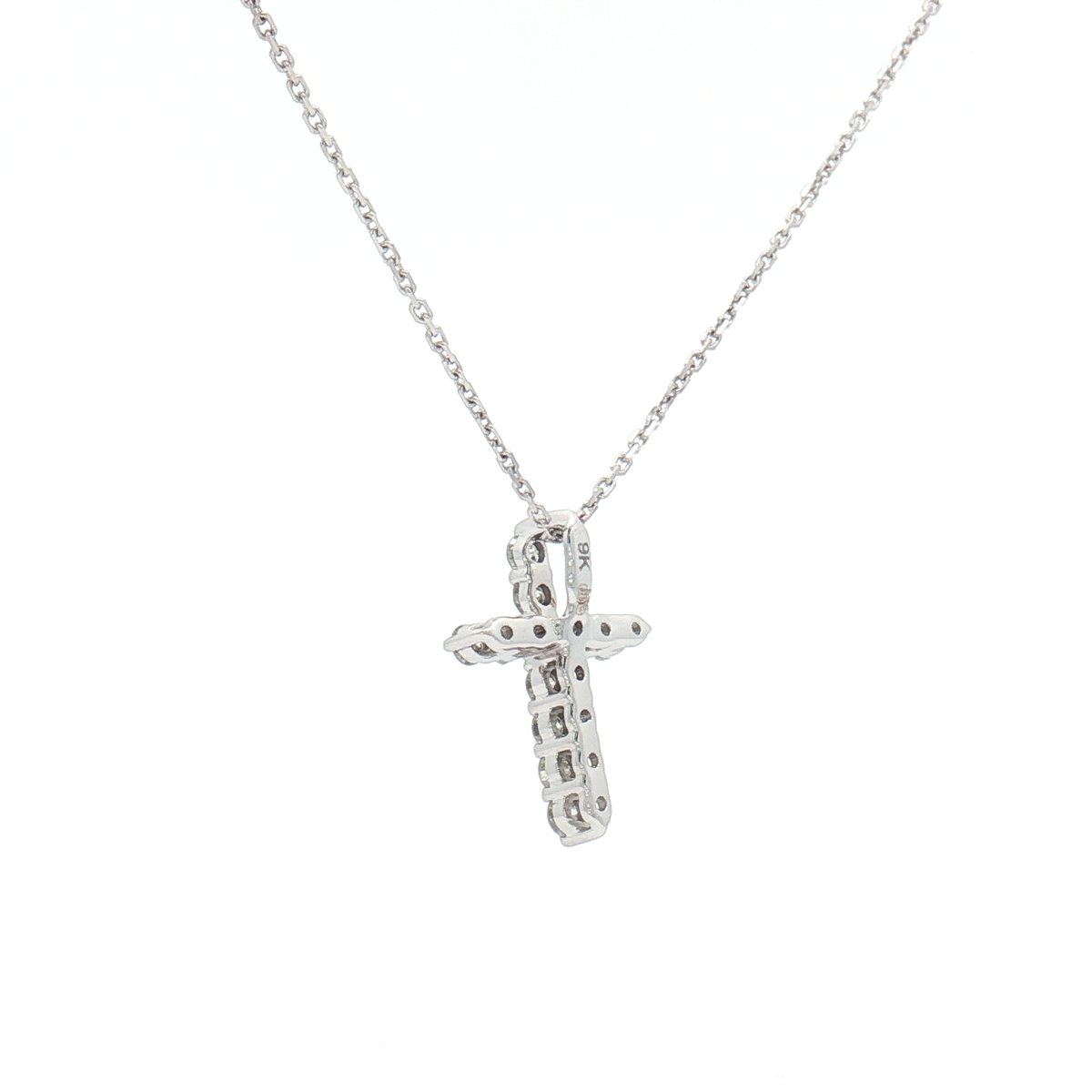 9ct White Gold Diamond Cross Pendant