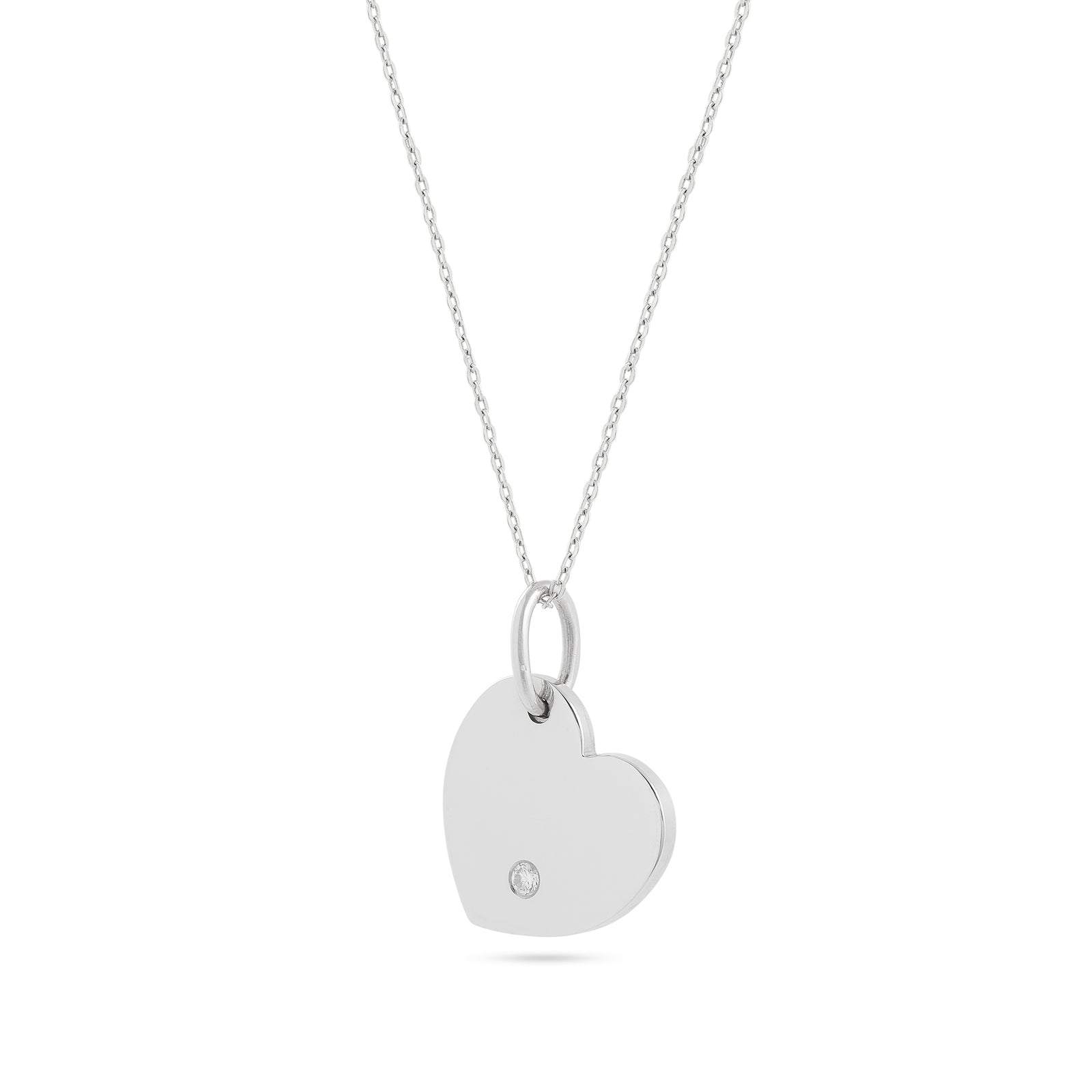 9ct White Gold Diamond Heart Necklace