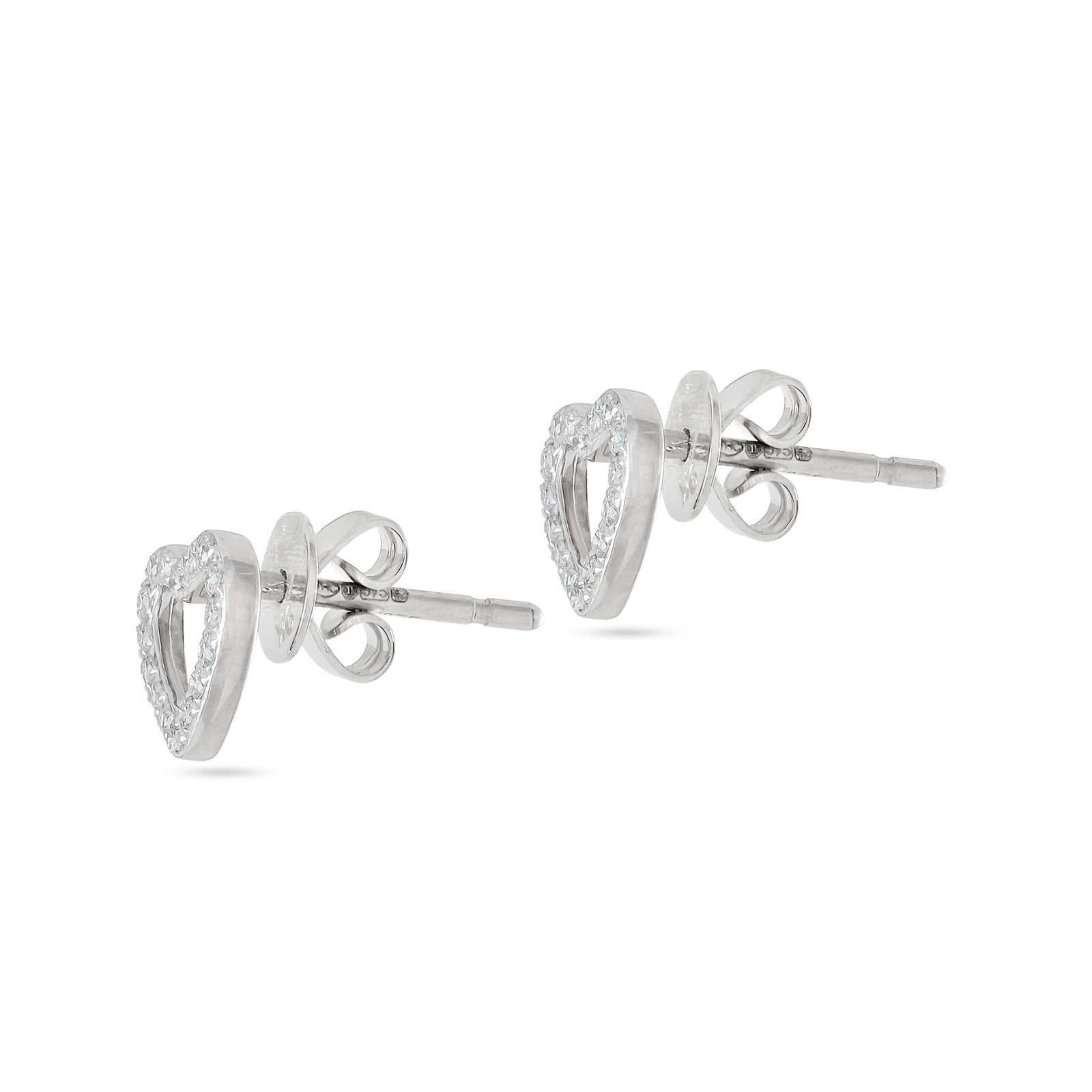 9ct White Gold Diamond Heart Stud Earrings