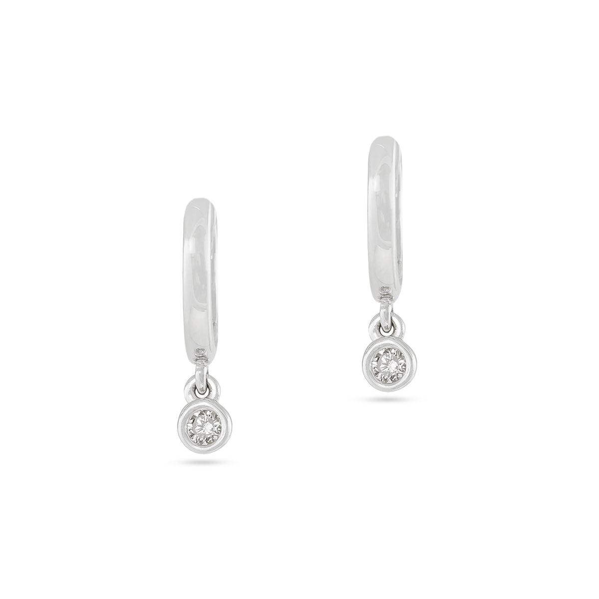 9ct White Gold Diamond Hoop Drop Earrings