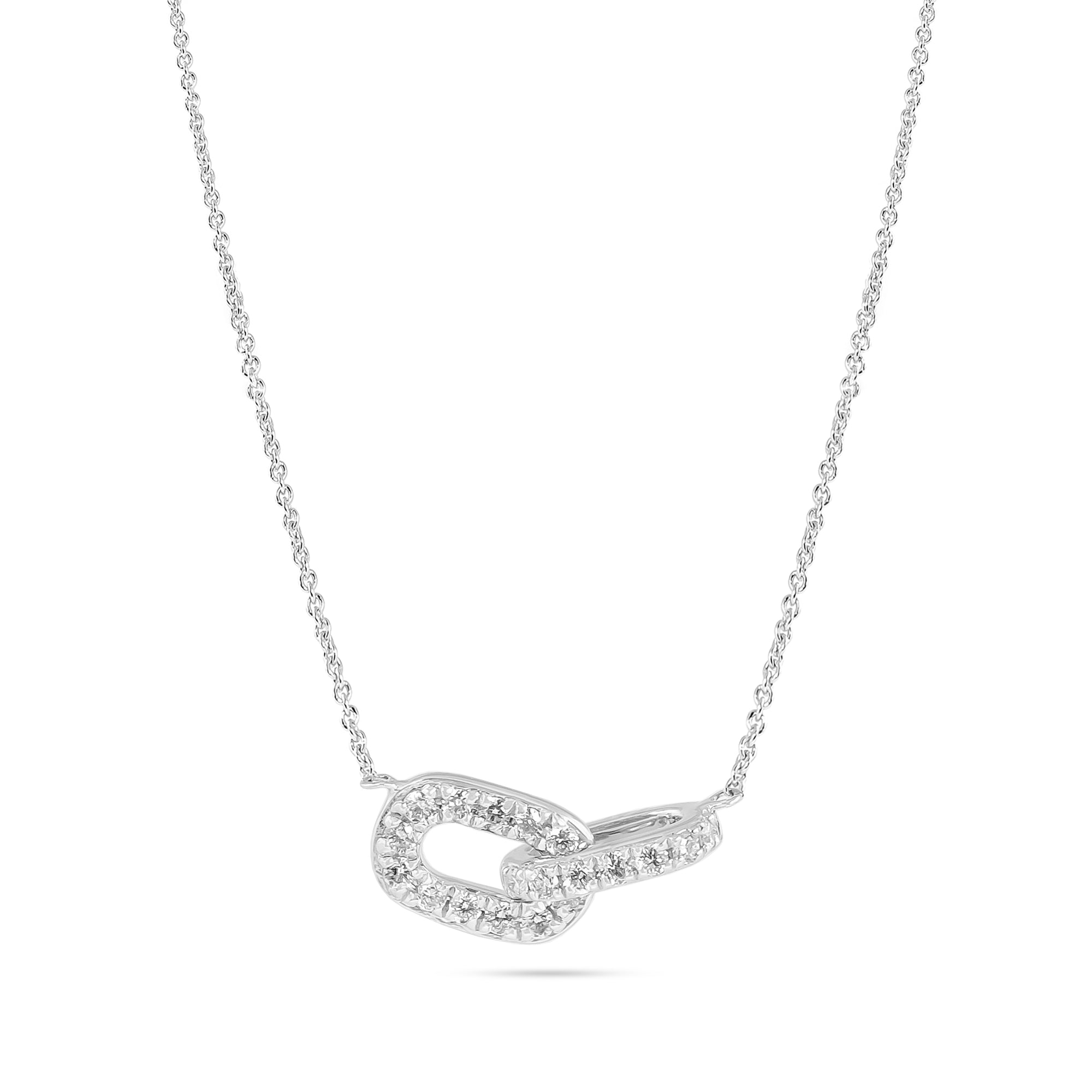 9ct White Gold Diamond Paperclip Necklace