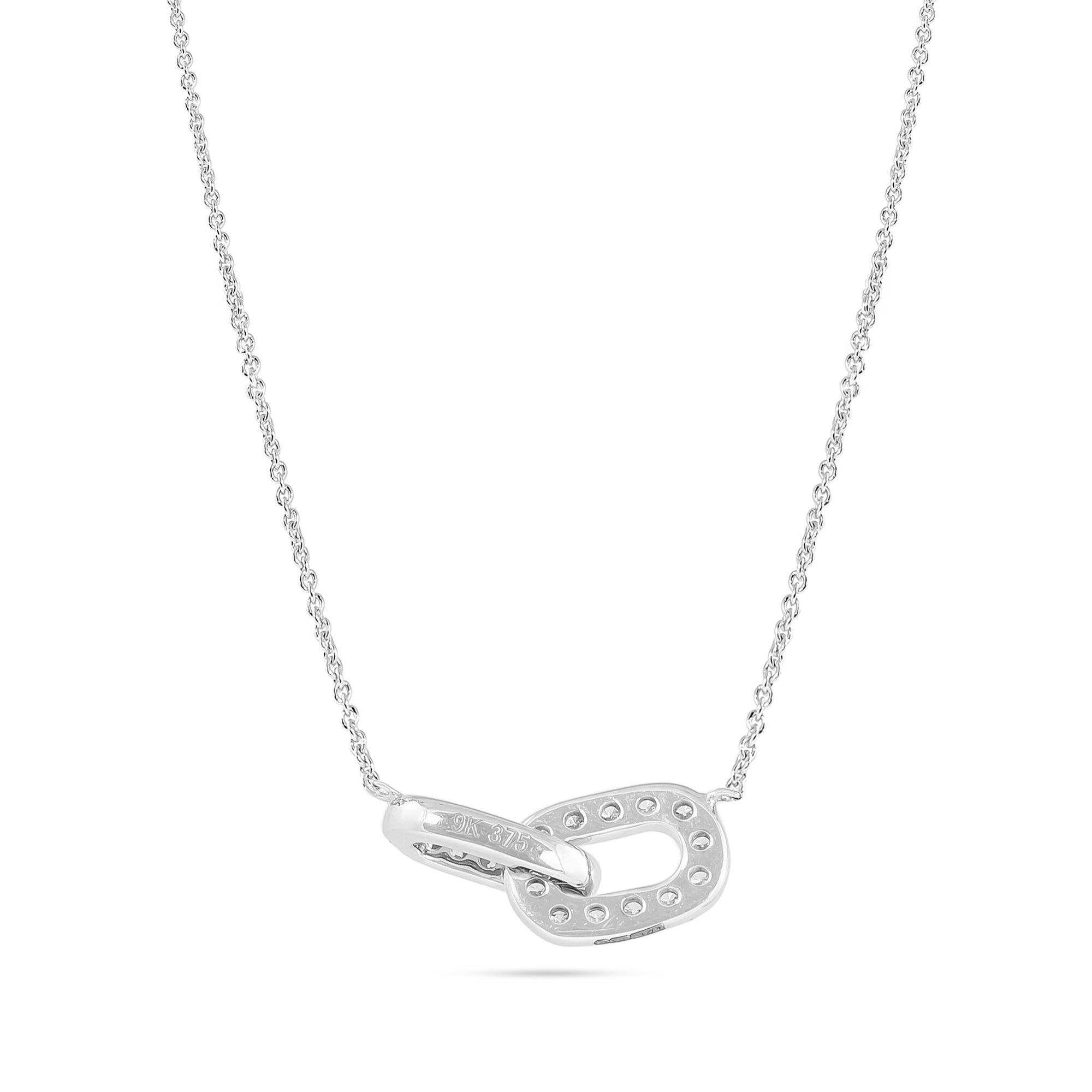 9ct White Gold Diamond Paperclip Necklace