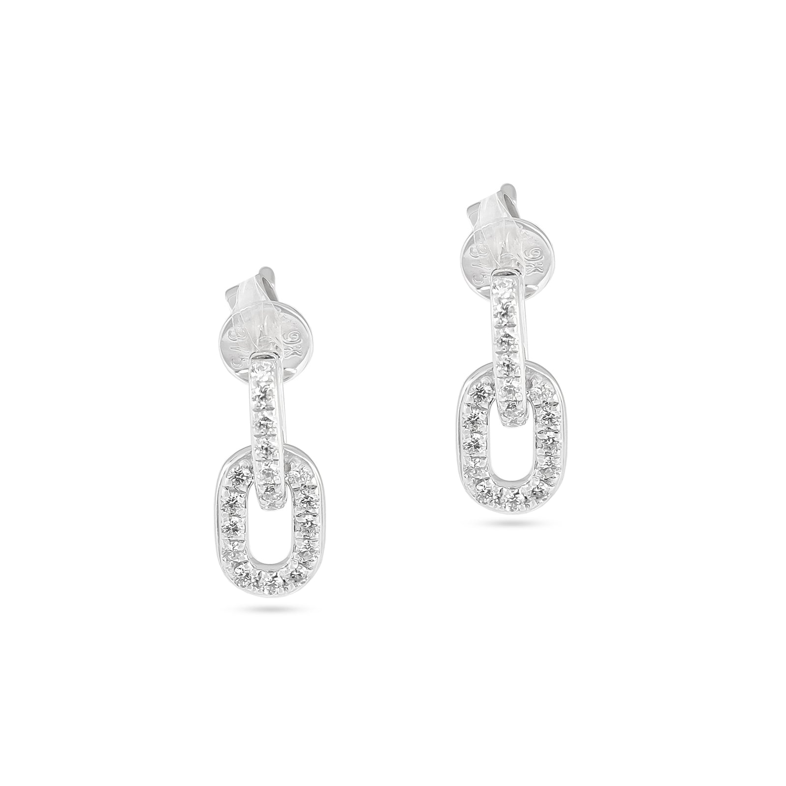 9ct White Gold Diamond Paperclip Stud