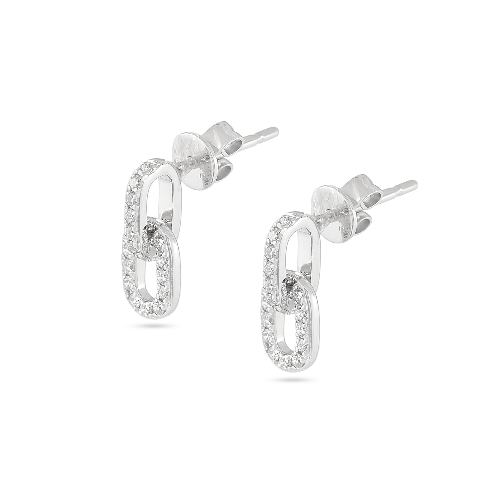 9ct White Gold Diamond Paperclip Stud