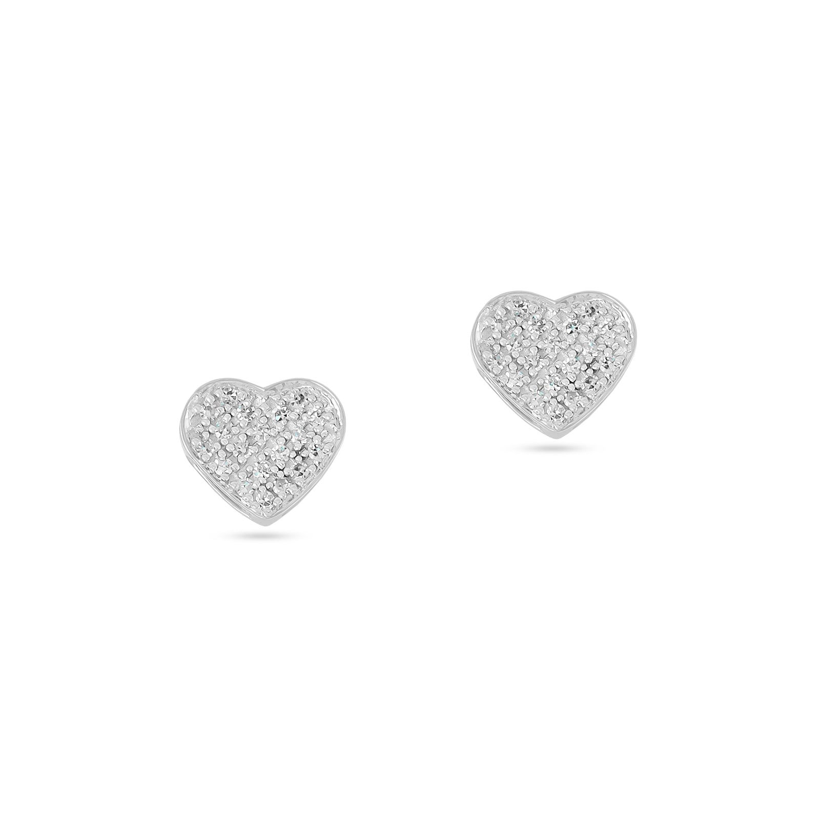 9ct White Gold Diamond Pavé Heart Stud Earrings