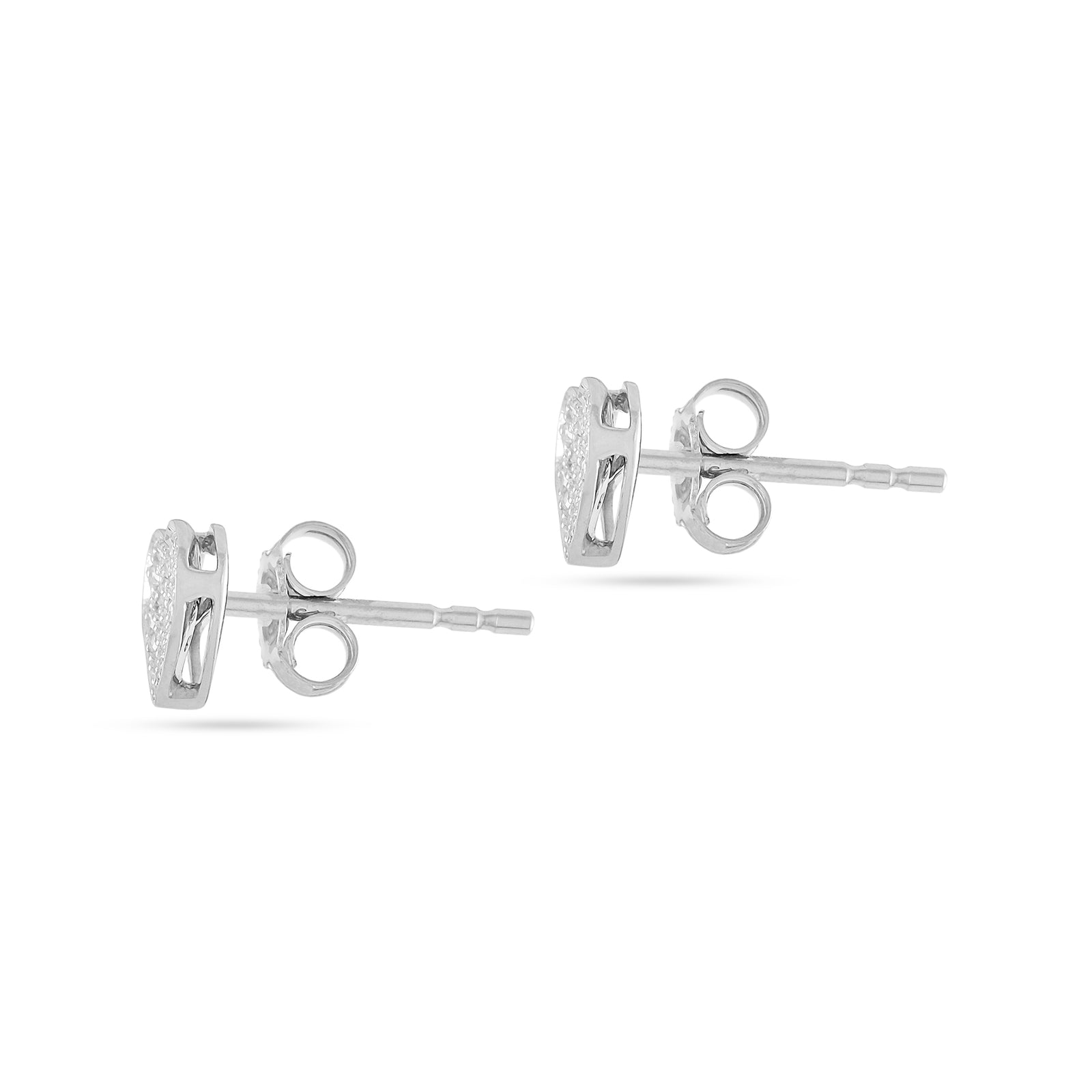 9ct White Gold Diamond Pavé Heart Stud Earrings