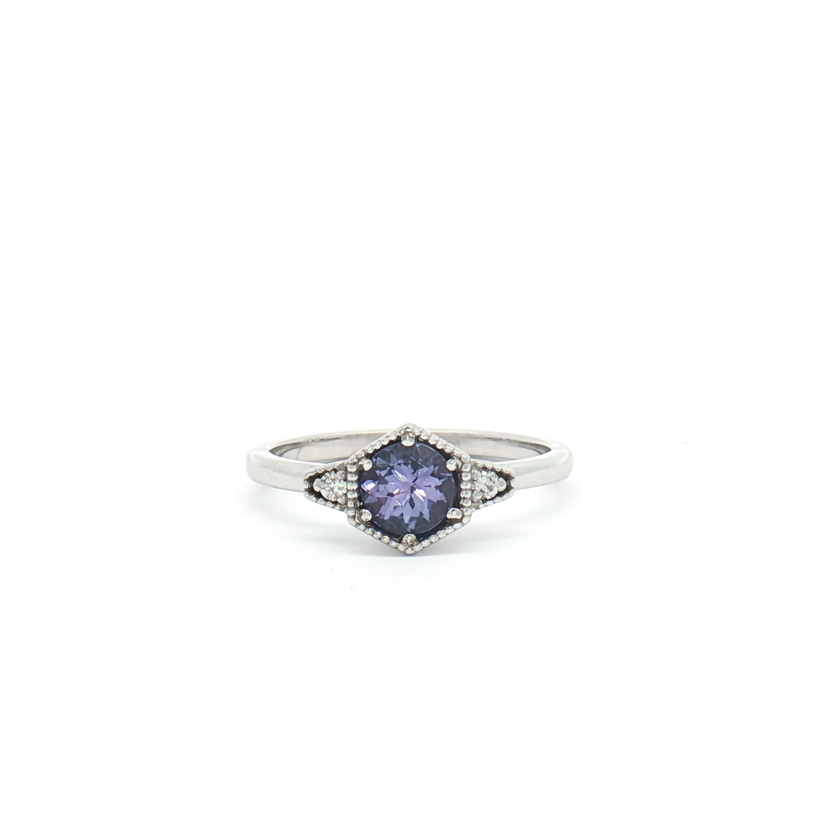 9ct White Gold Tanzanite and Diamond Ring