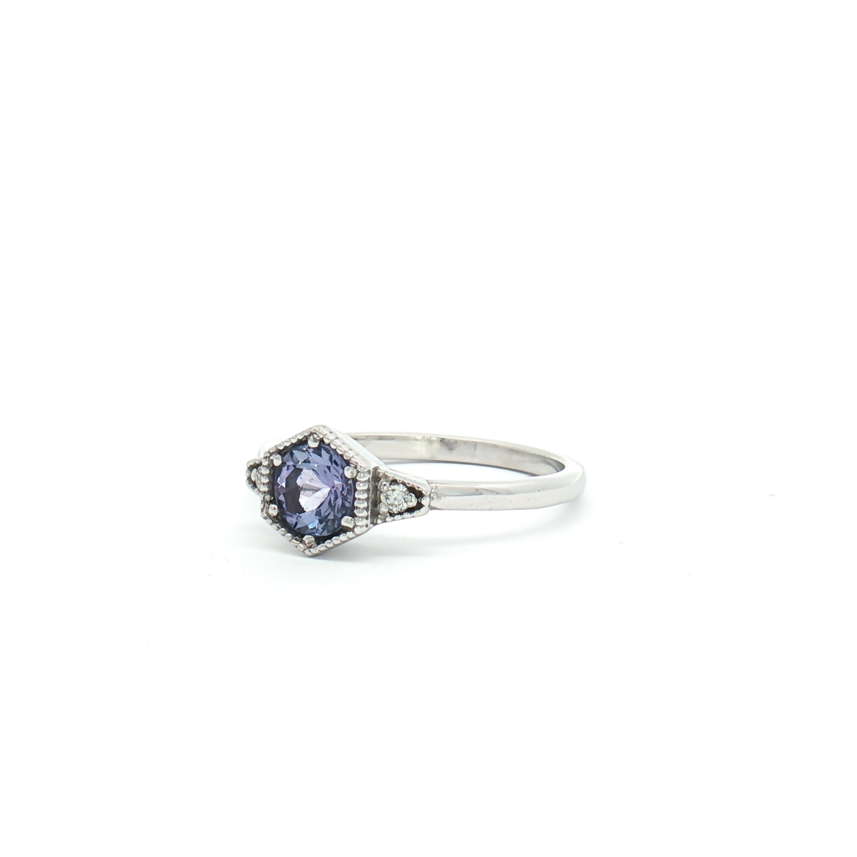 9ct White Gold Tanzanite and Diamond Ring